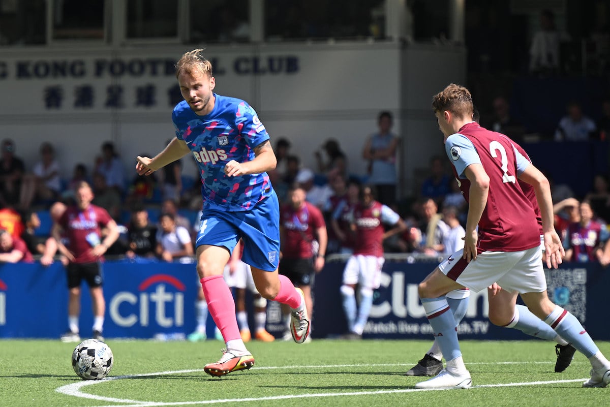 Charlie Scott in action against Aston Villa during the 2023 Citi HKFC Hong Kong Soccer Sevens. Photo: Handout