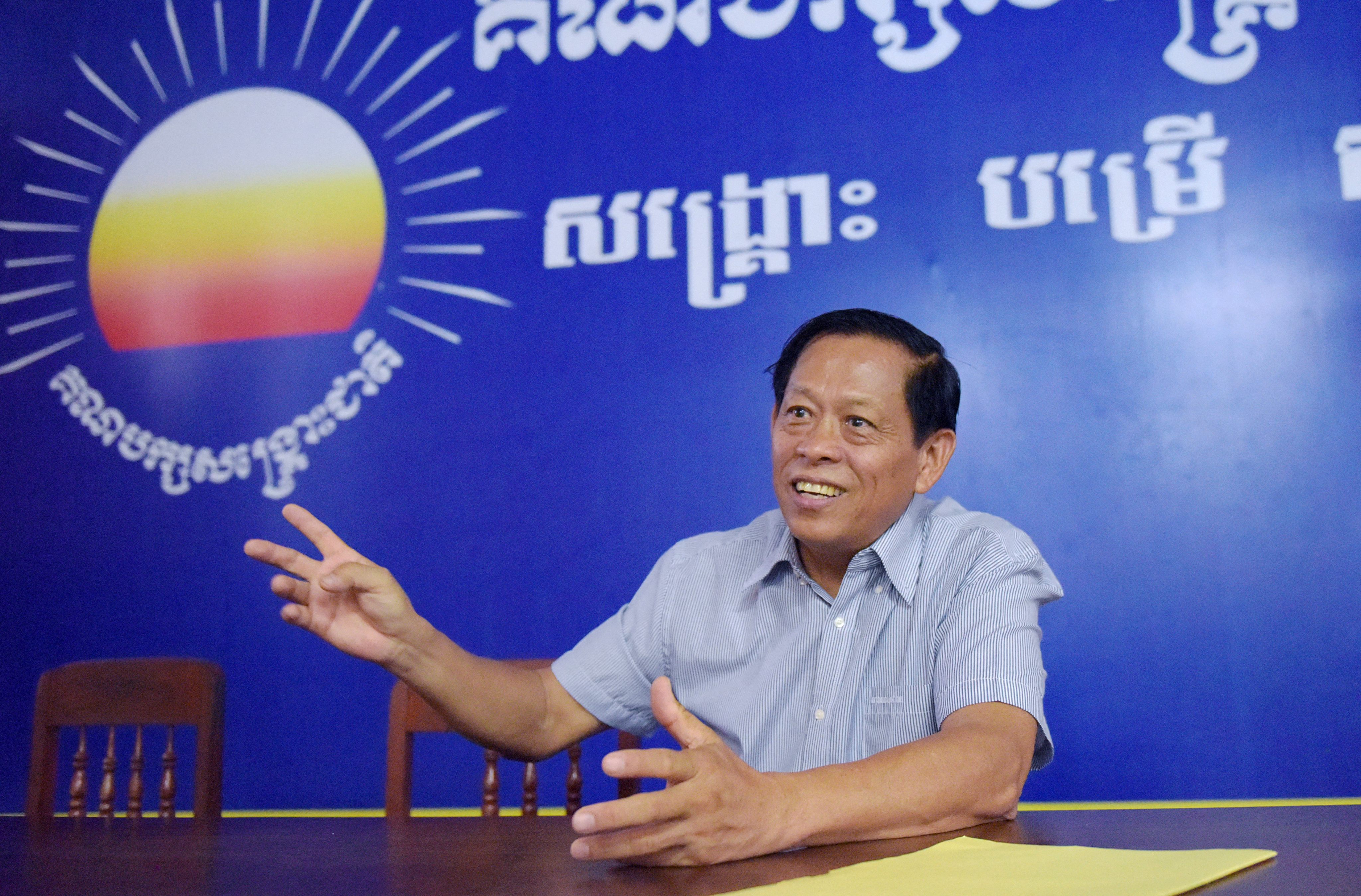 Lim Kimya of the Cambodia National Rescue Party speaks during an interview in 2017. Photo: AFP