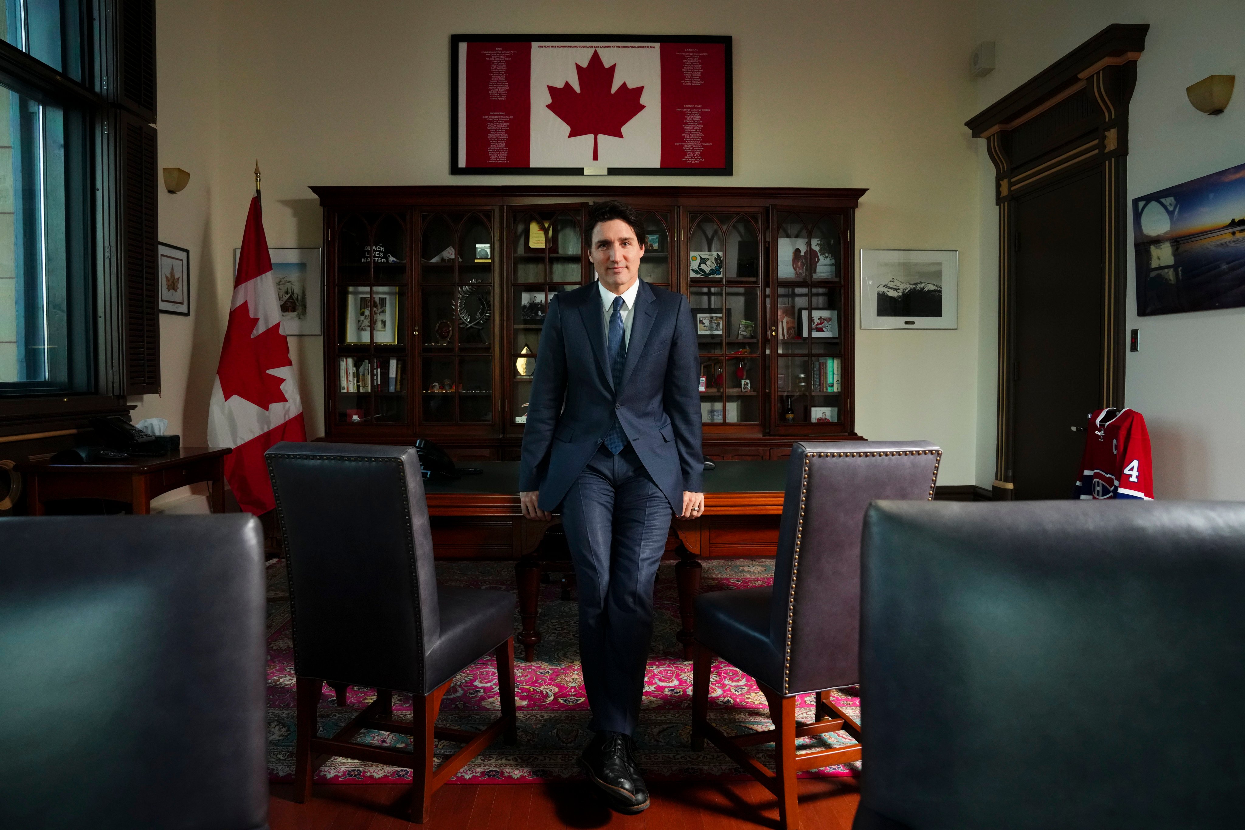 Canadian Prime Minister Justin Trudeau poses for a portrait in his office in Ottawa, Ontario, on December 12, 2022. Photo: AP