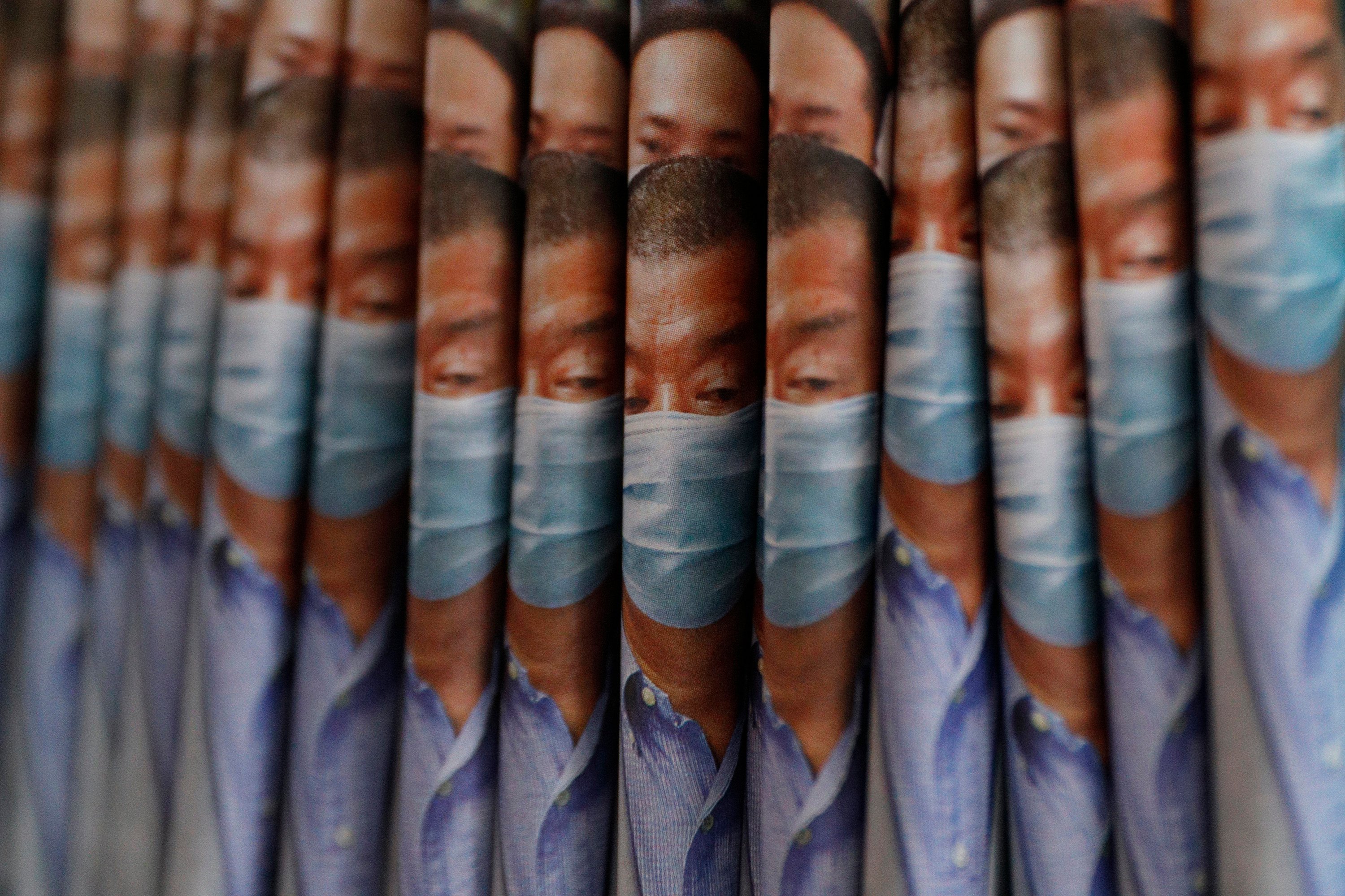 Images of Jimmy Lai on copies of the now-defunct Apple Daily newspaper. Photo: AP