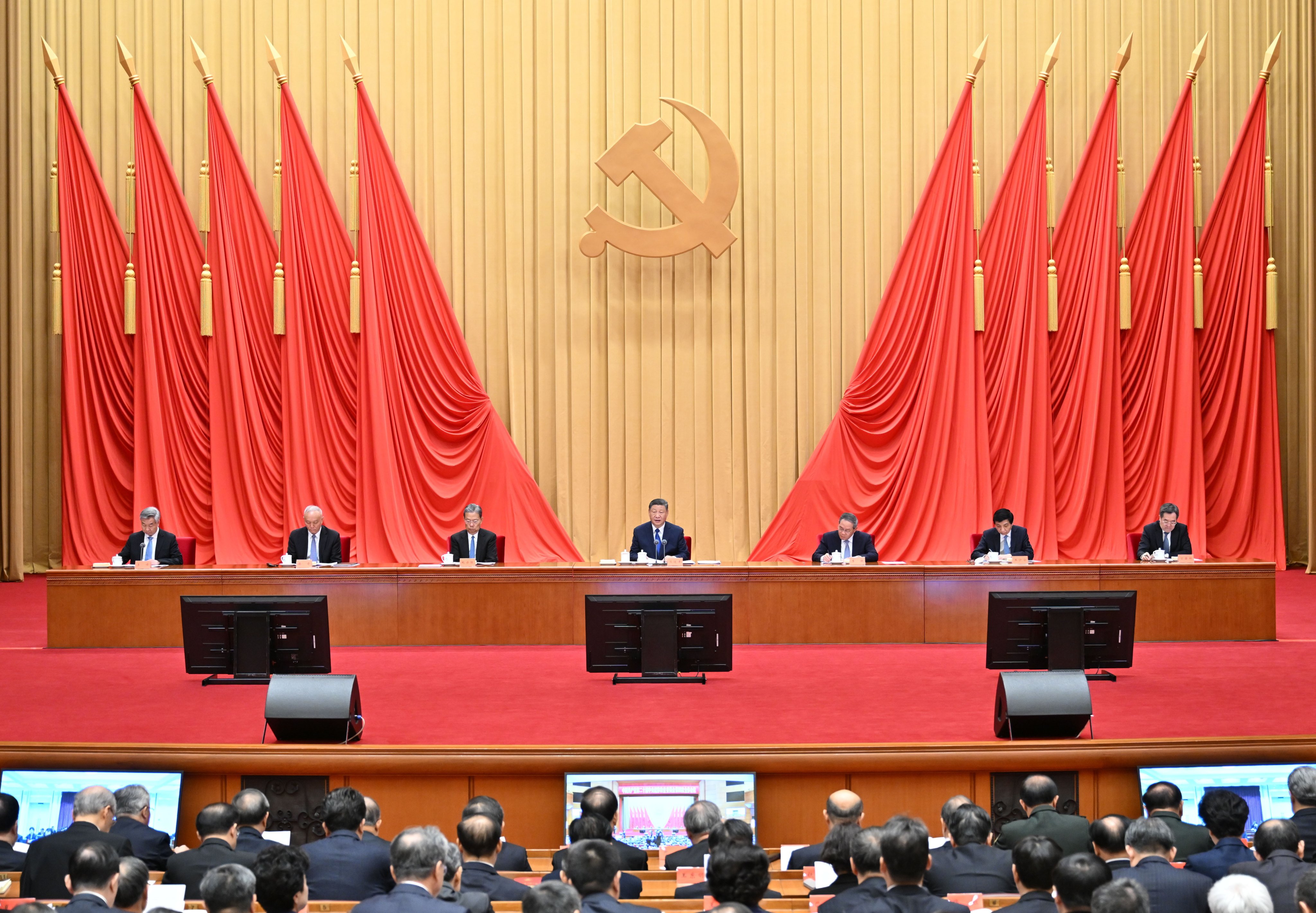 President Xi Jinping addresses the plenary session of the Central Commission for Discipline Inspection in Beijing on Monday. He warned of “catastrophic” risks for China in case of any let-up in the corruption crackdown. Photo: EPA-EFE