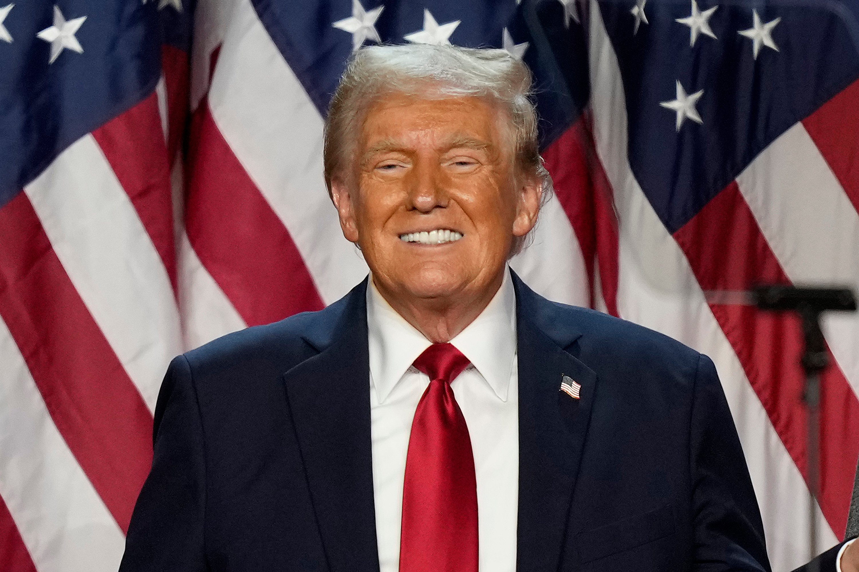 Donald Trump smiles at an election night watch party in West Palm Beach, Florida, in November. Photo: AP