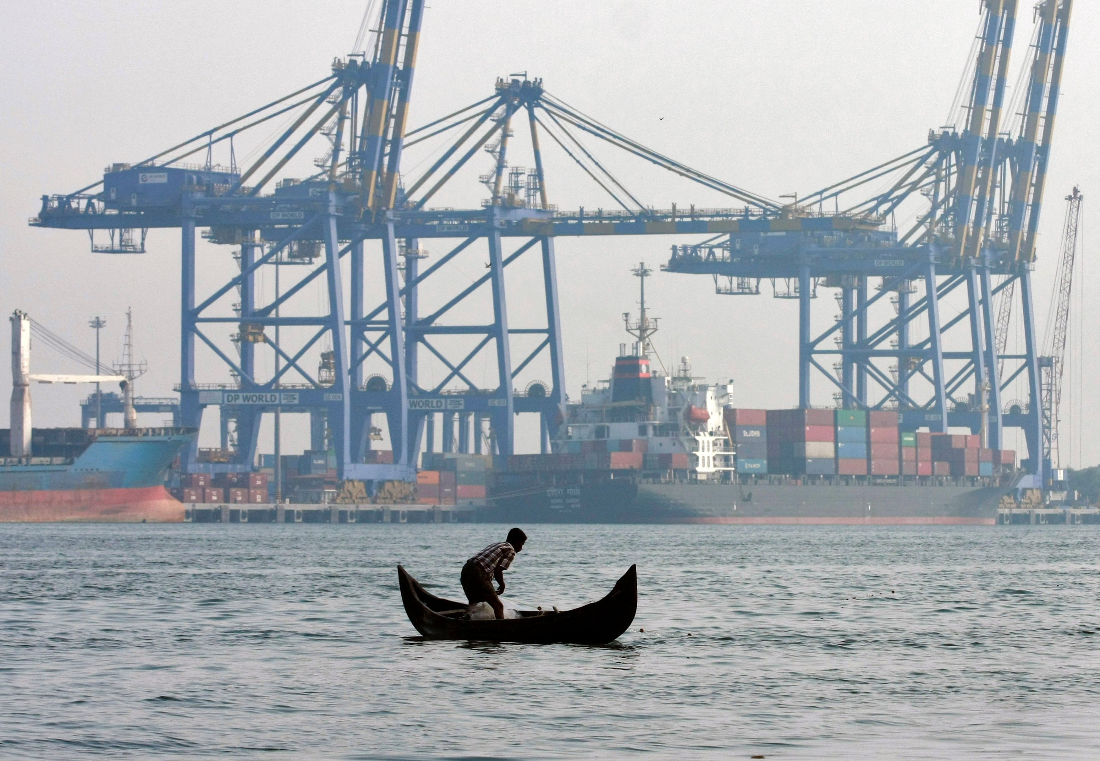 A container ship docked at a port in Vallarpadam, in the southern Indian city of Kochi. Photo: Reuters