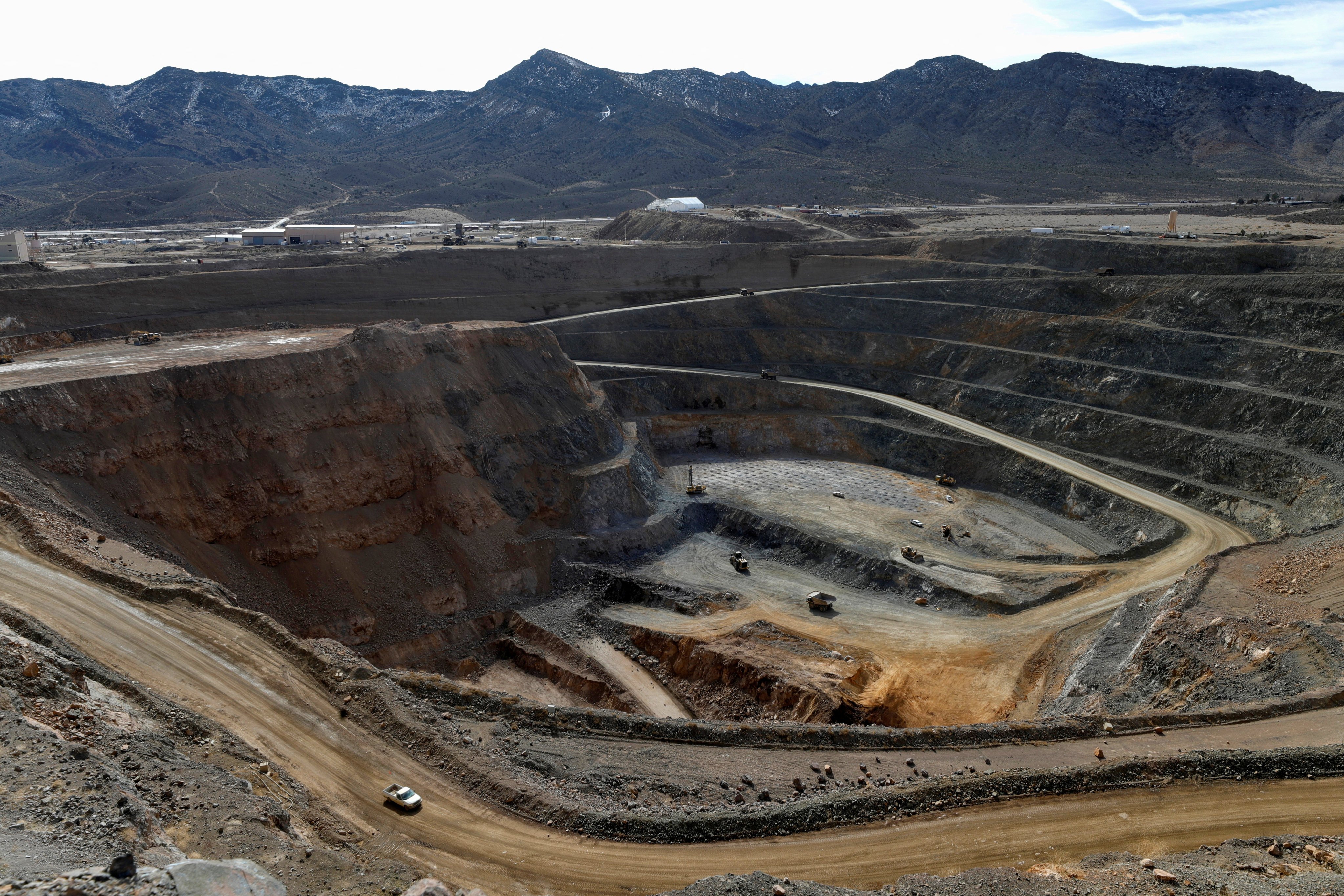 A view of the MP Materials rare earth open-pit mine in Mountain Pass, California. Photo: Reuters