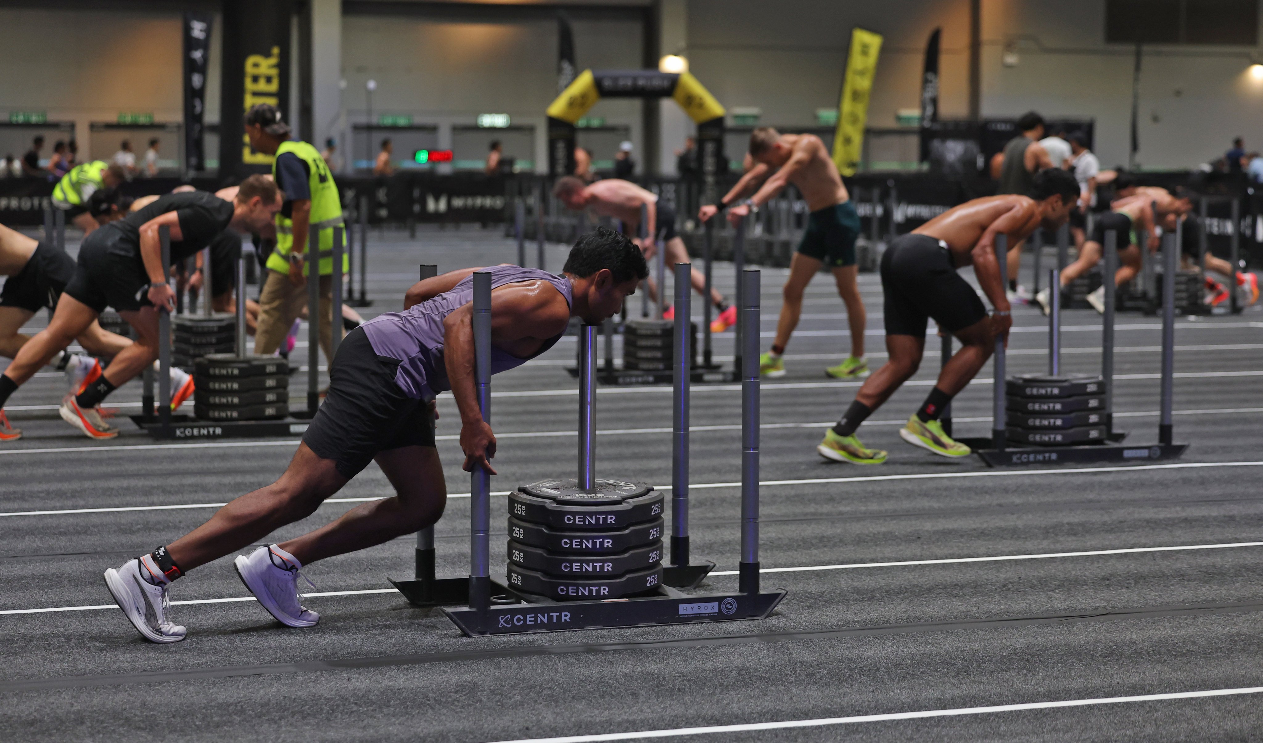 Participants compete at the Hyrox Open Asian Championships at AsiaWorld-Expo in Hong Kong, in November 2024. Photo: Edmond So