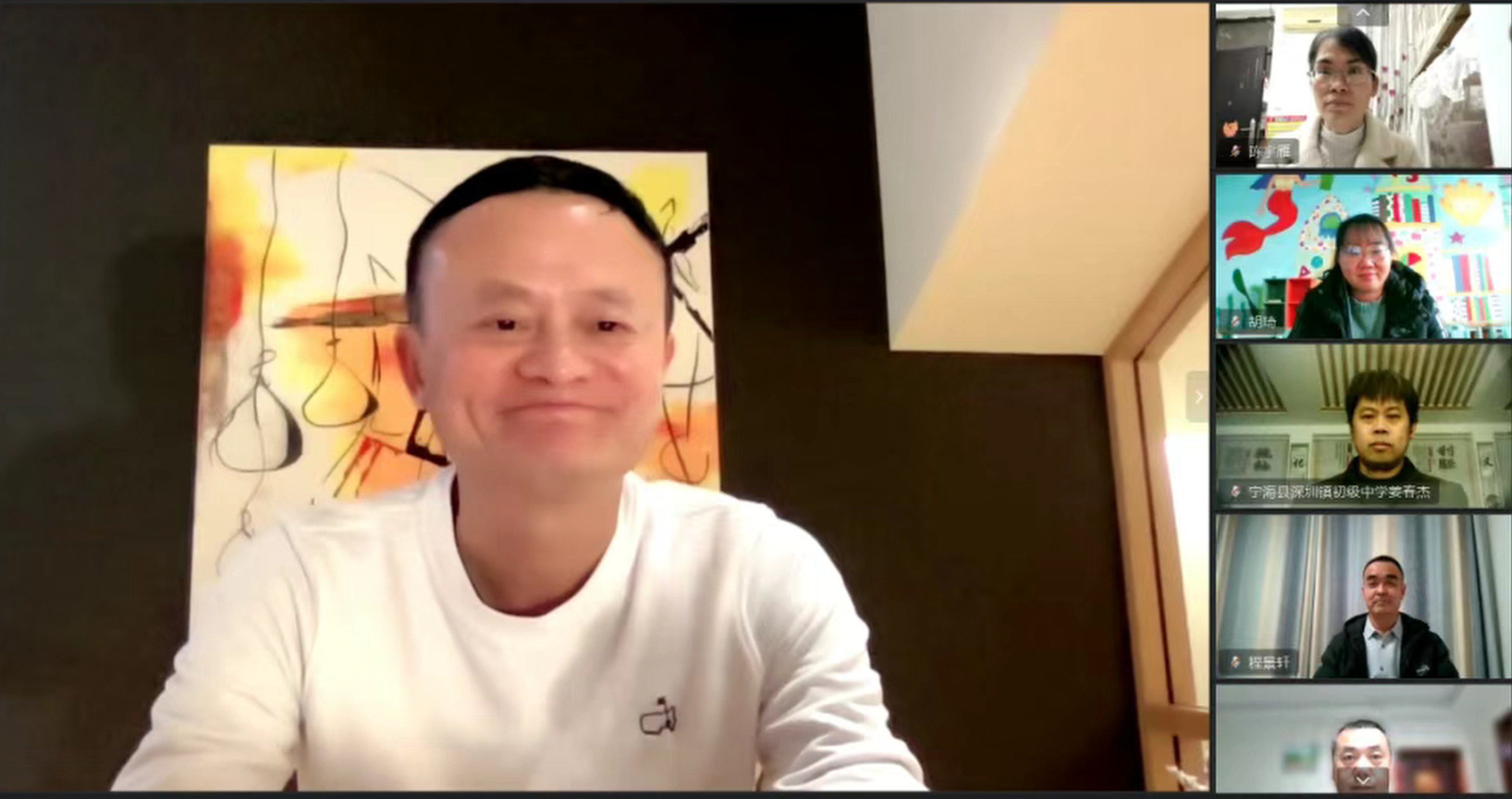 Alibaba Group Holding founder Jack Ma addresses a group of Chinese rural teachers online. Photo: Jack Ma Foundation