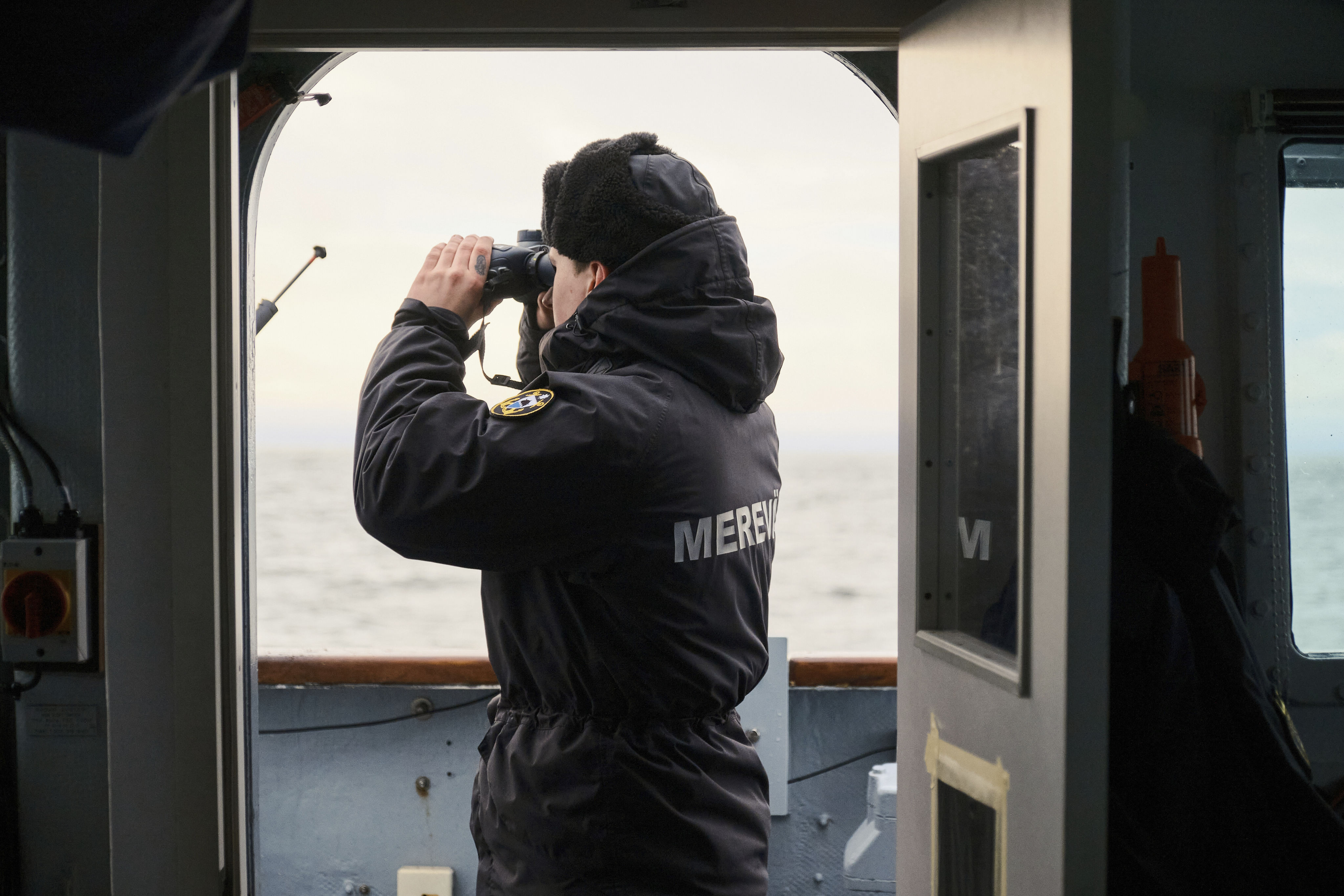 An Estonian naval ship sails in the Baltic Sea on Thursday, as part of stepped-up Nato patrols in the region following the suspected sabotage of undersea cables. Photo: AP