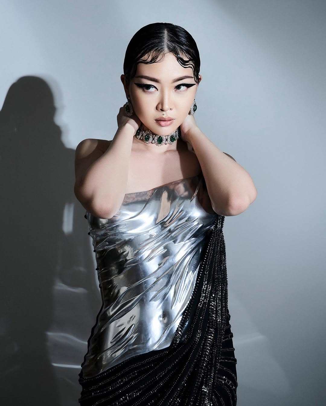 Grace Ling wears the wet saree look she created for last year’s Ambani wedding. Photo: @gracelingofficial/Instagram