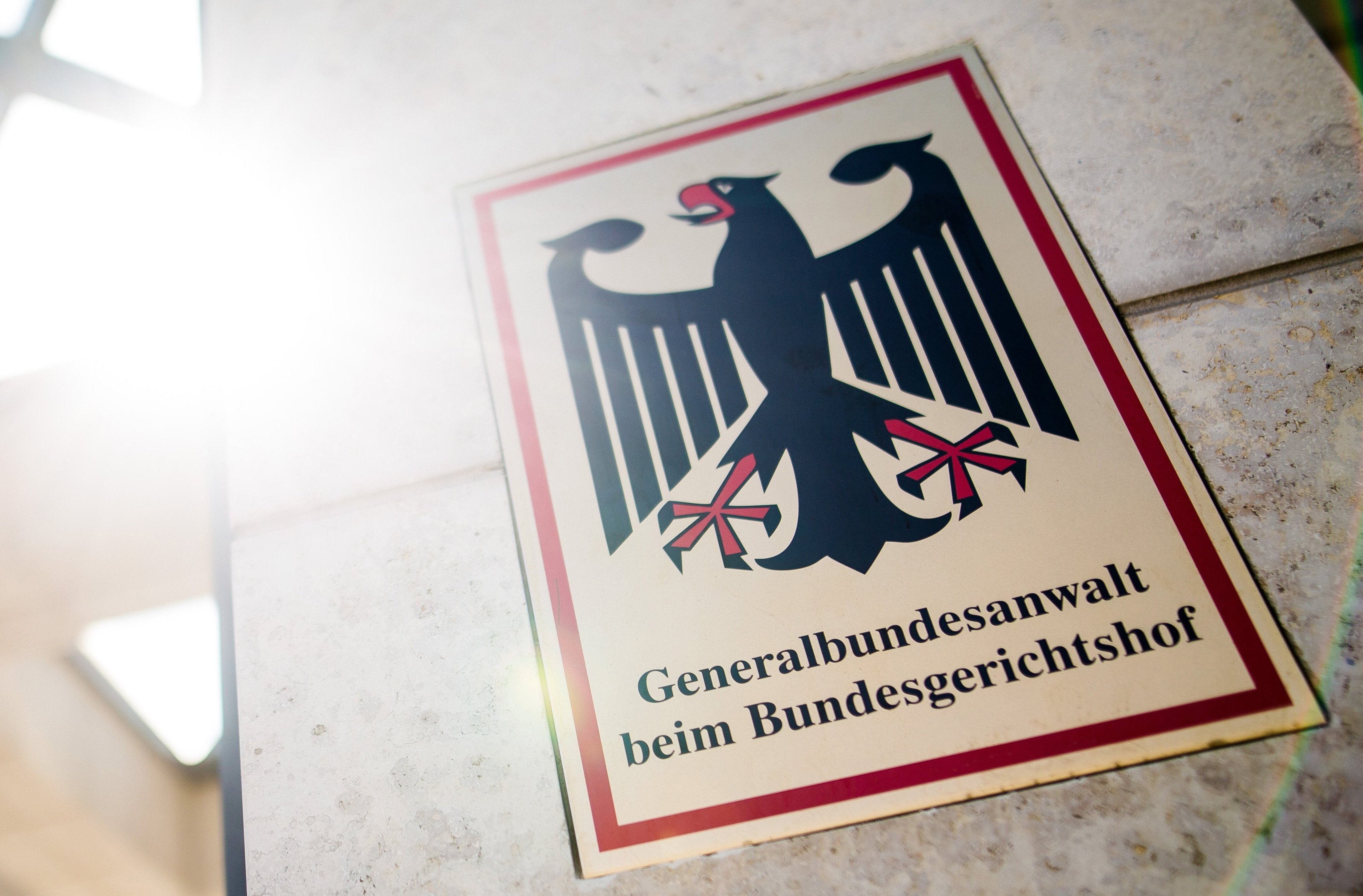 A sign is seen at the entrance to the Federal Public Prosecutor’s Office building in Karlsruhe in June 2019. Photo: dpa