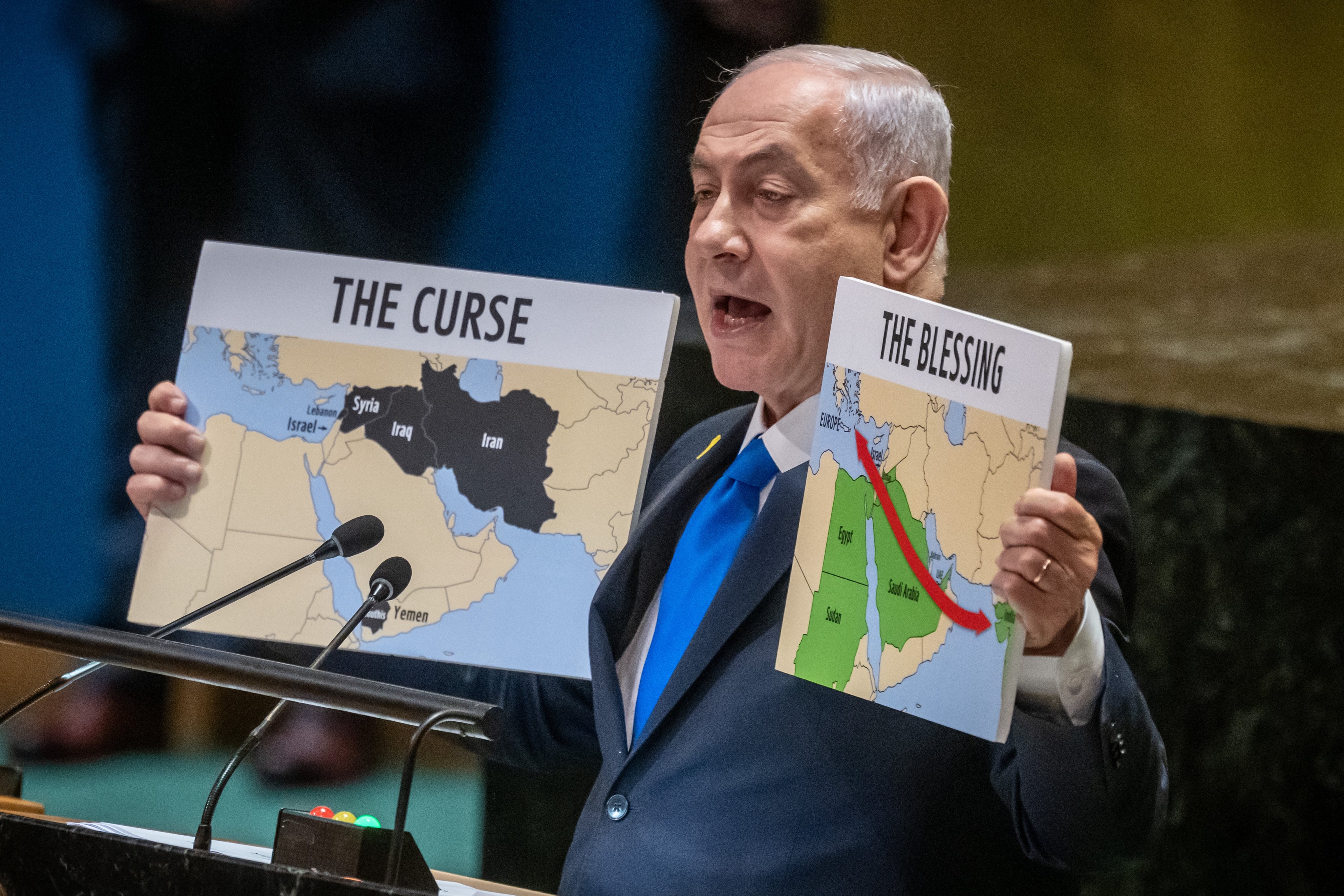 Israeli Prime Minister Benjamin Netanyahu speaks during the 79th General Debate of the UN General Assembly in New York in September. Photo: dpa