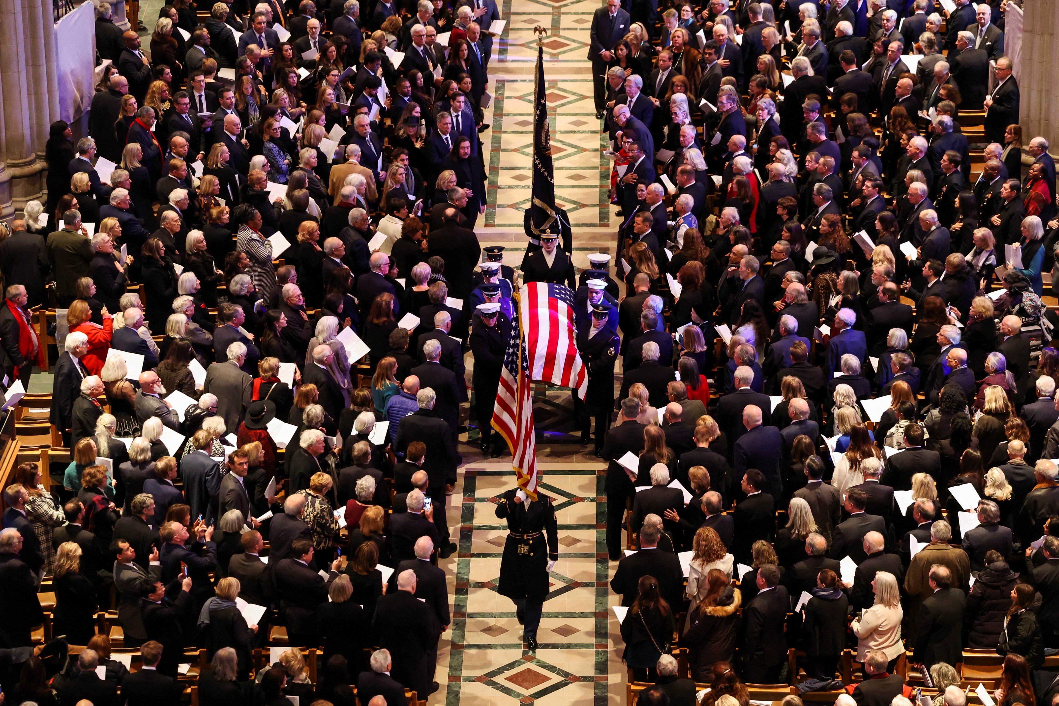 Soldiers carry away the casket of former US president Jimmy Carter, on the day of his state funeral at the Washington National Cathedral. Photo: Reuters