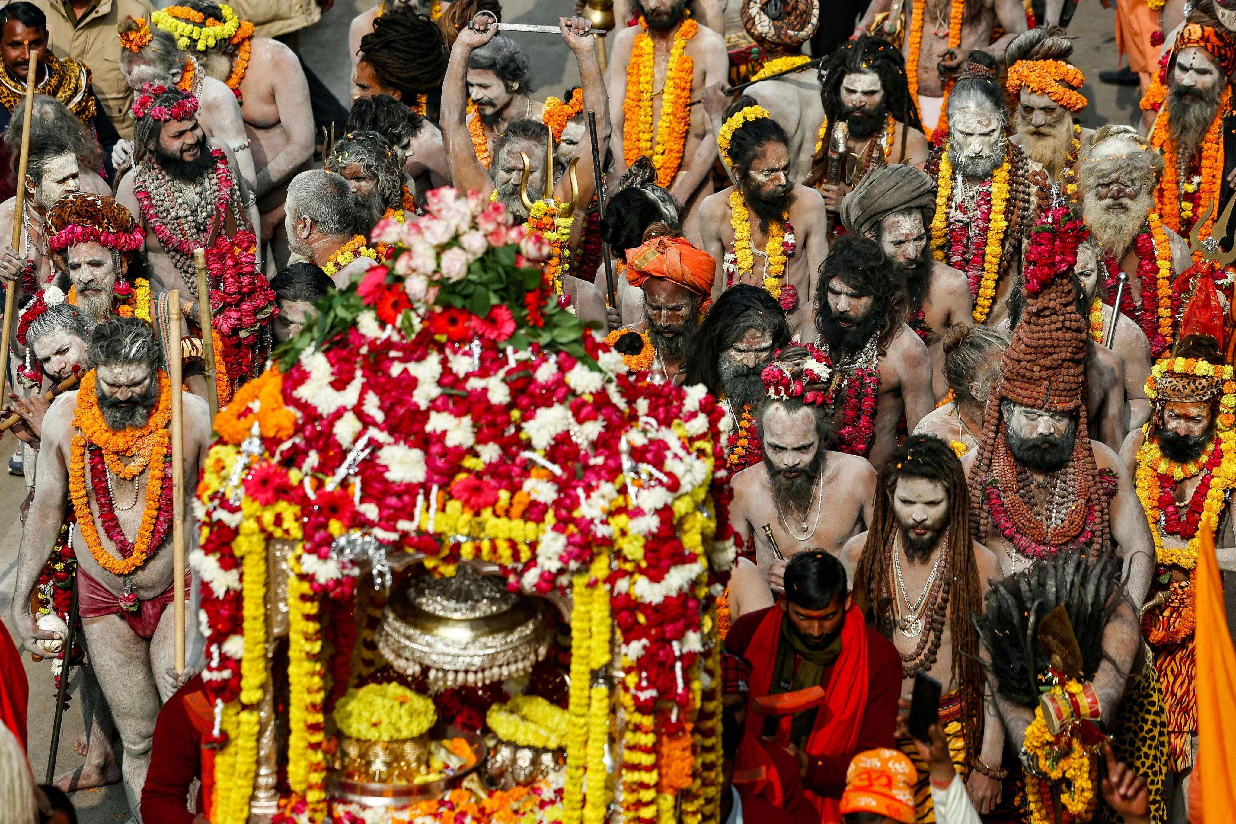 The Kumbh Mela, which begins on January 13 in Prayagarj, India, will see millions of Hindu holy men walk to the confluence of the Ganges and Yamuna rivers, where they will bathe in the waters for their salvation. Photo: AFP