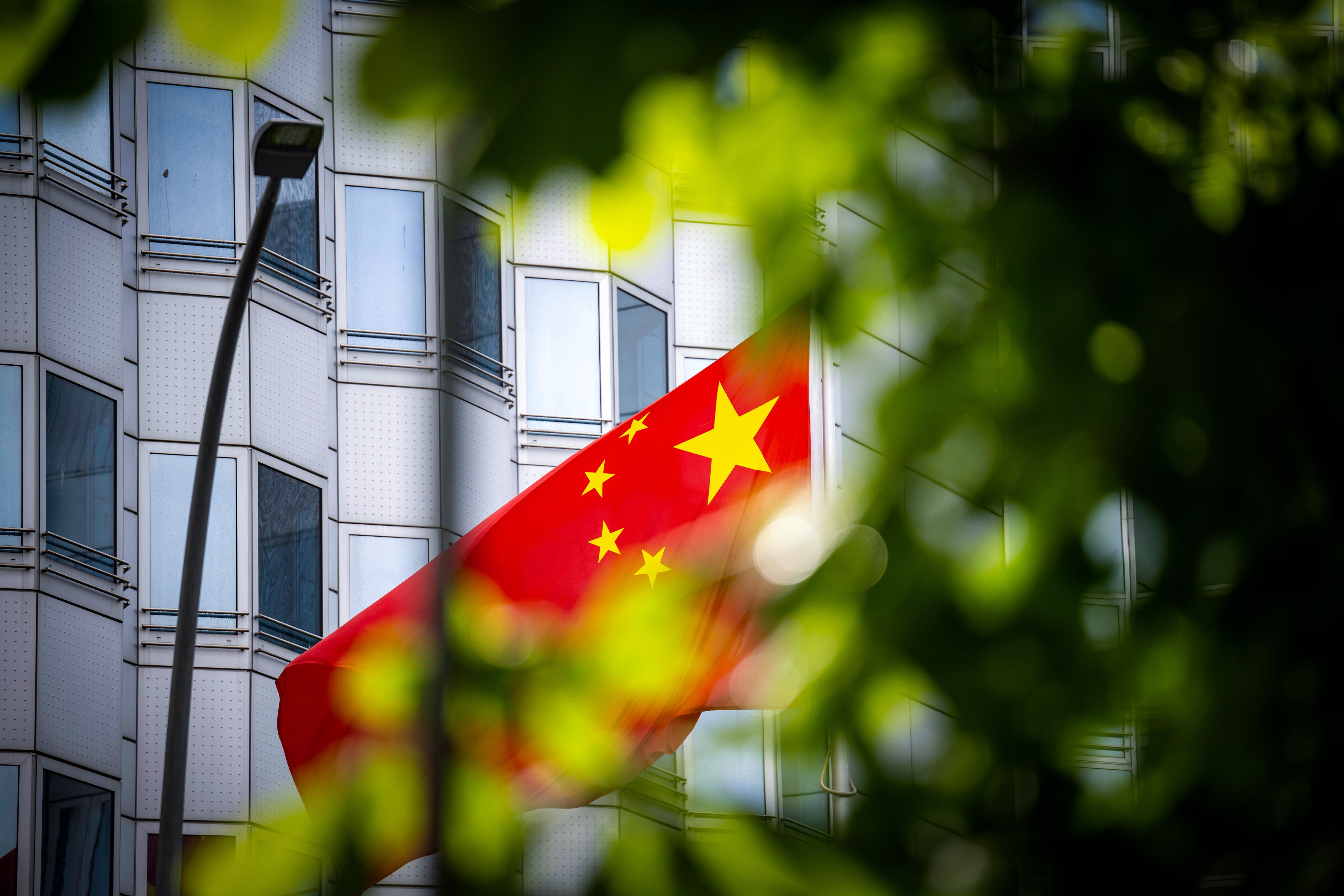 A Chinese flag flies in front of the country’s embassy in Berlin, Germany, in April 2024. Photo: dpa via AP