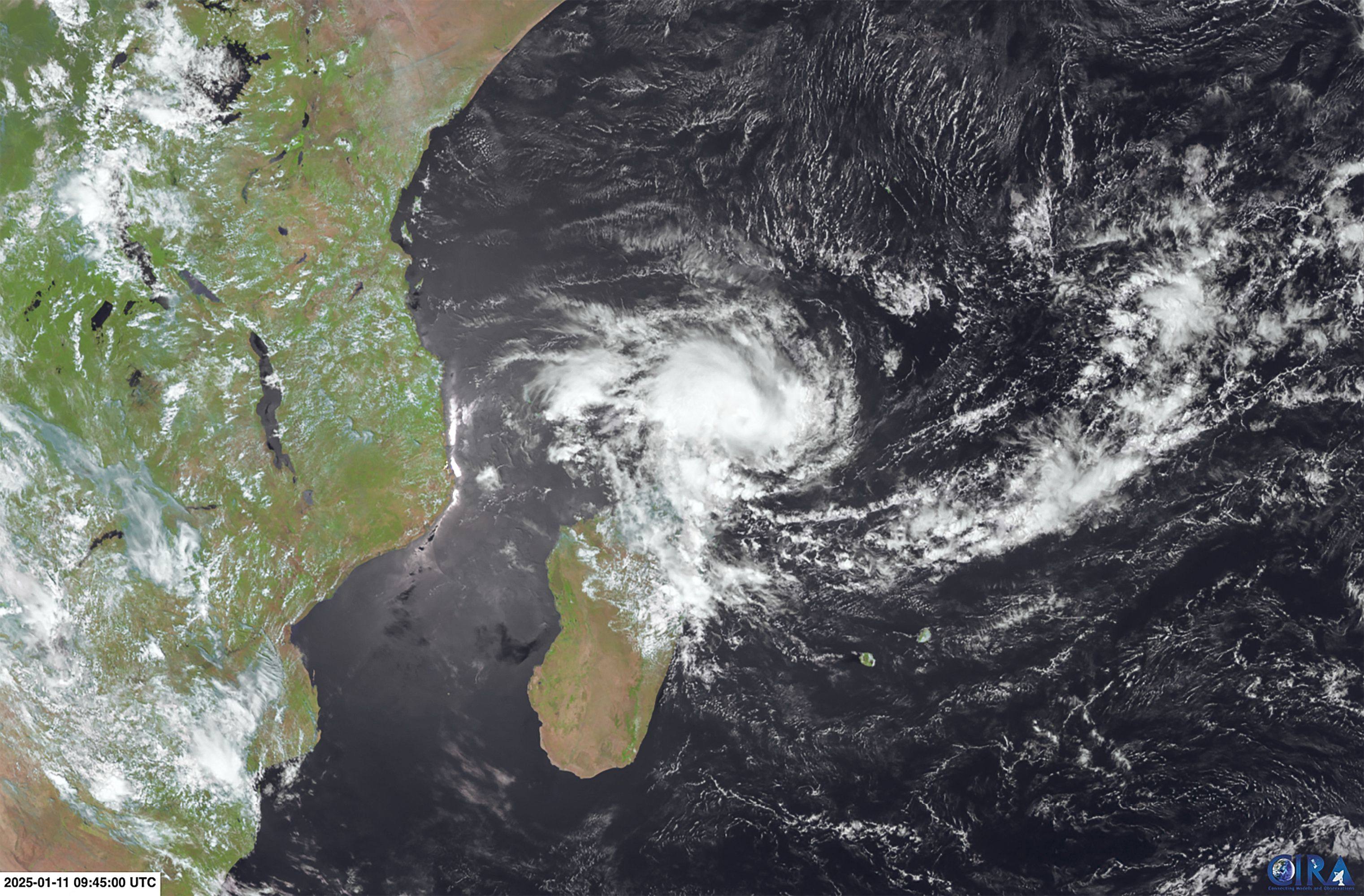 Cyclone Dikeledi approaching Mayotte, in the Mozambique Channel between Madagascar and mainland Africa, on Saturday. Photo: AFP