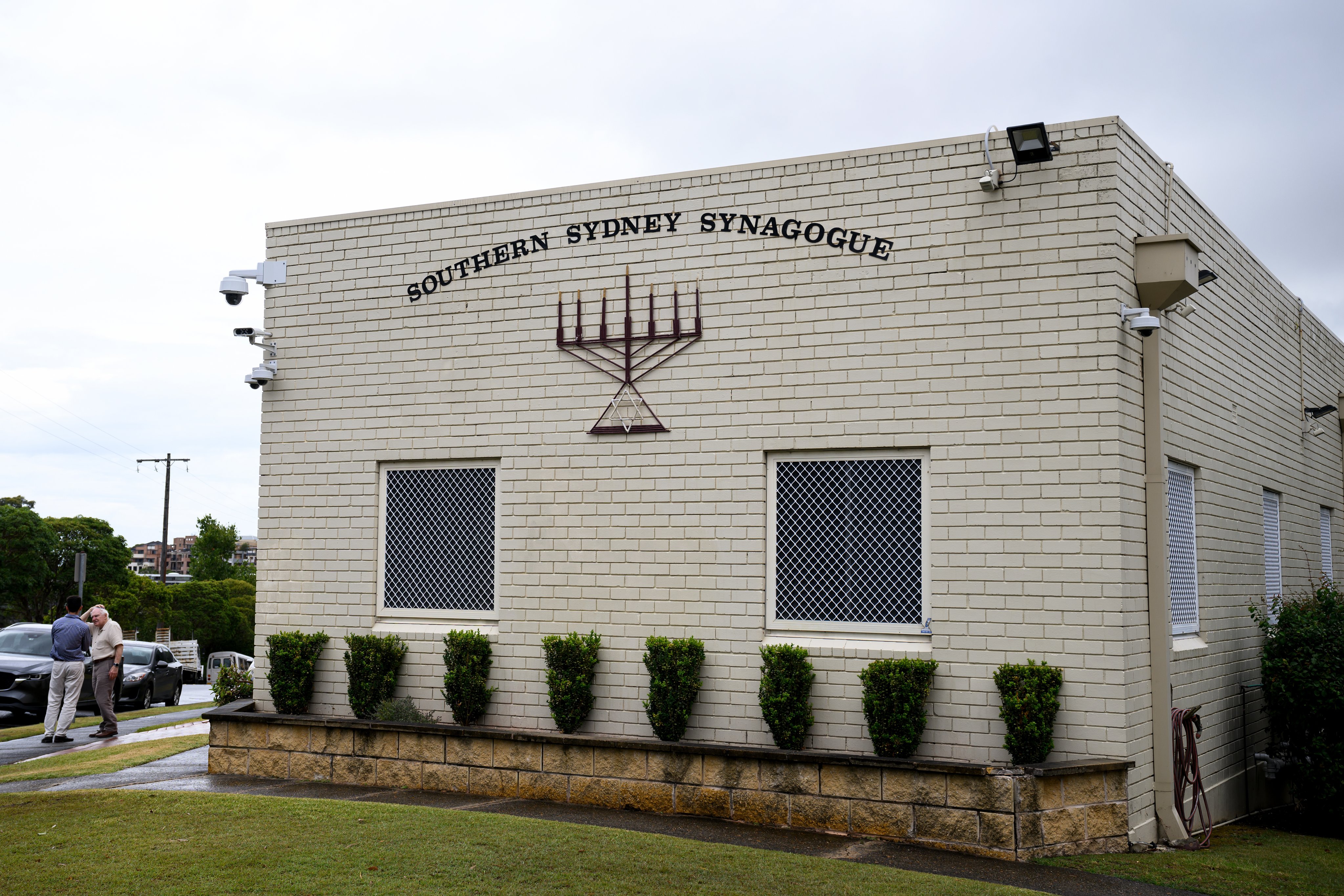 Antisemitic graffiti was removed after it was spray-painted on the side of the Synagogue on Friday. Photo: EPA-EFE