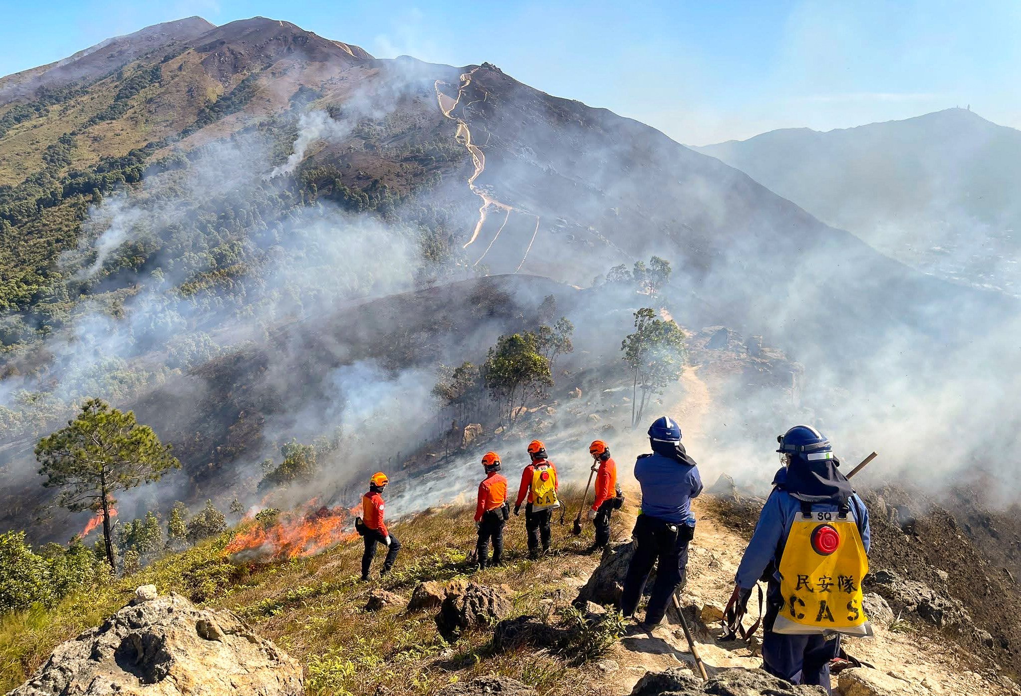 At its most intense, the fire line stretched 500 metres, according to local media reports. Facebook/CAS