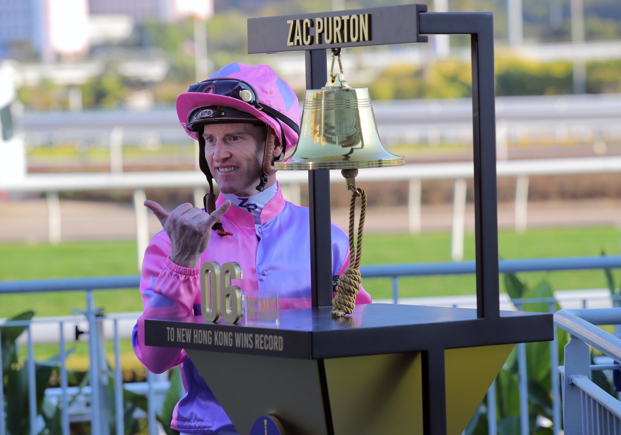 Zac Purton rings the bell after drawing to within five wins of Douglas Whyte’s record.