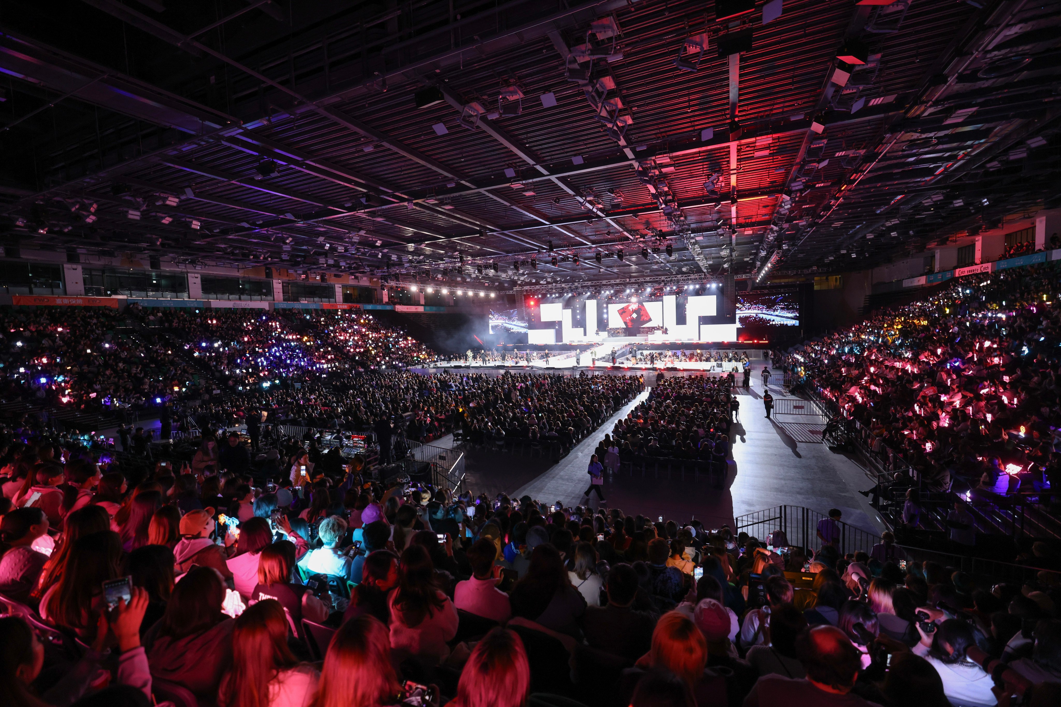 The new Kai Tak Arena, pictured during a concert by pop groups including Mirror and Collar, will be tested again during a fencing event. Photo: Nora Tam