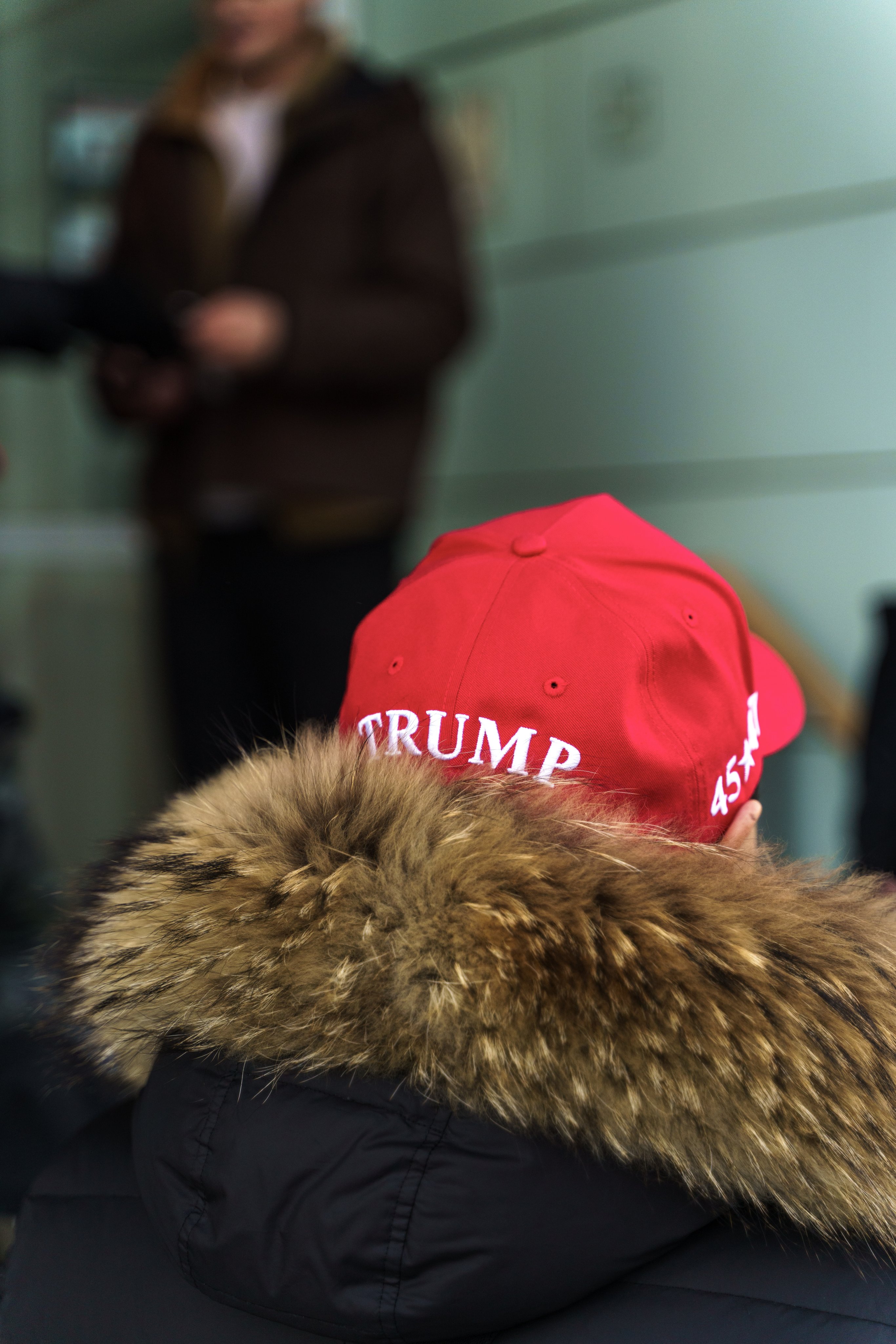 A resident wearing a Maga hat stands in front of the Hotel Hans Egede during Donald Trump Jnr’s visit to Nuuk, Greenland, on Tuesday. Photo: EPA-EFE