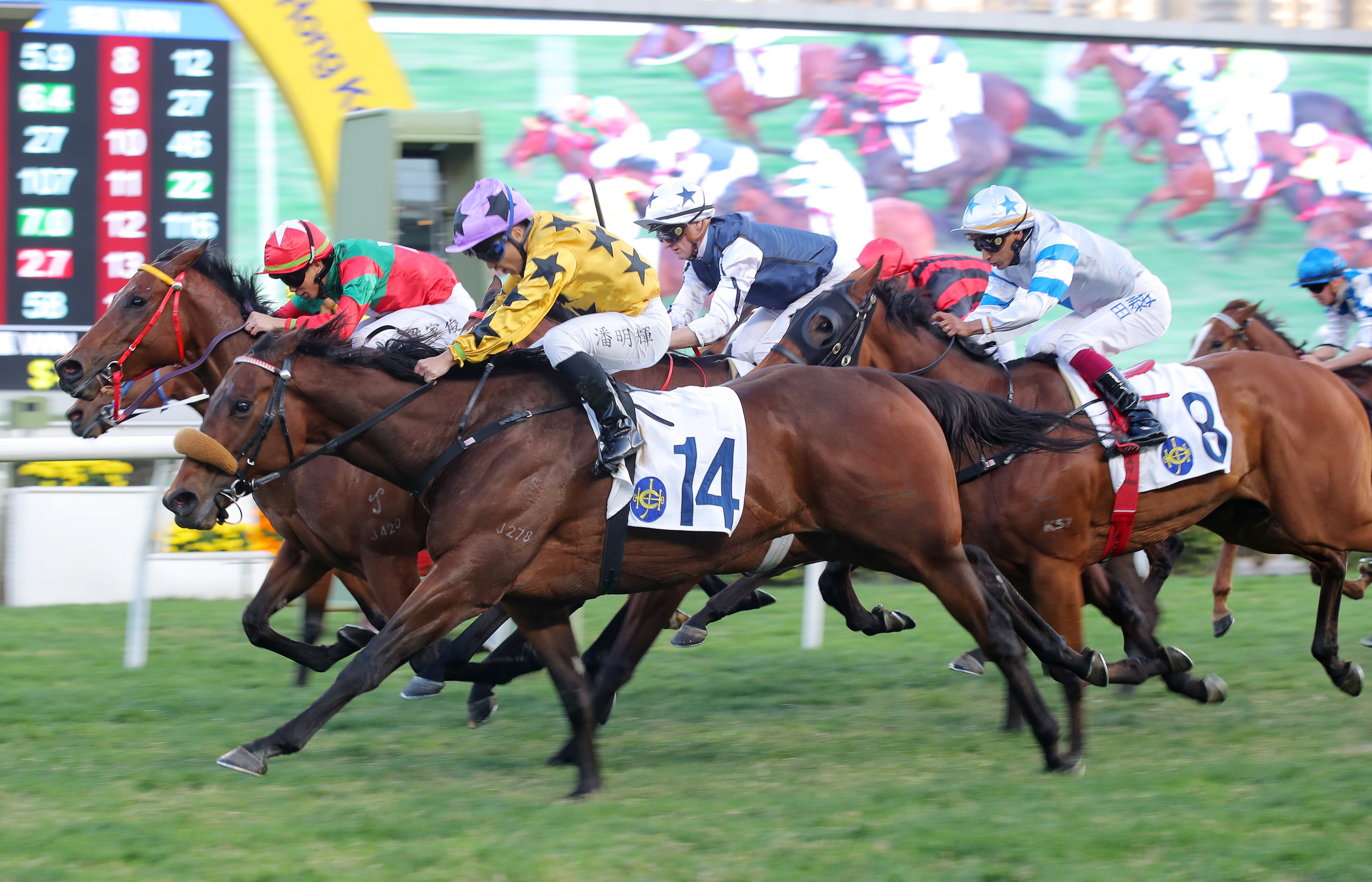 Dragon Joy (outside) nails Markwin (green and red colours) late to win at Sha Tin on Sunday. Photos: Kenneth Chan