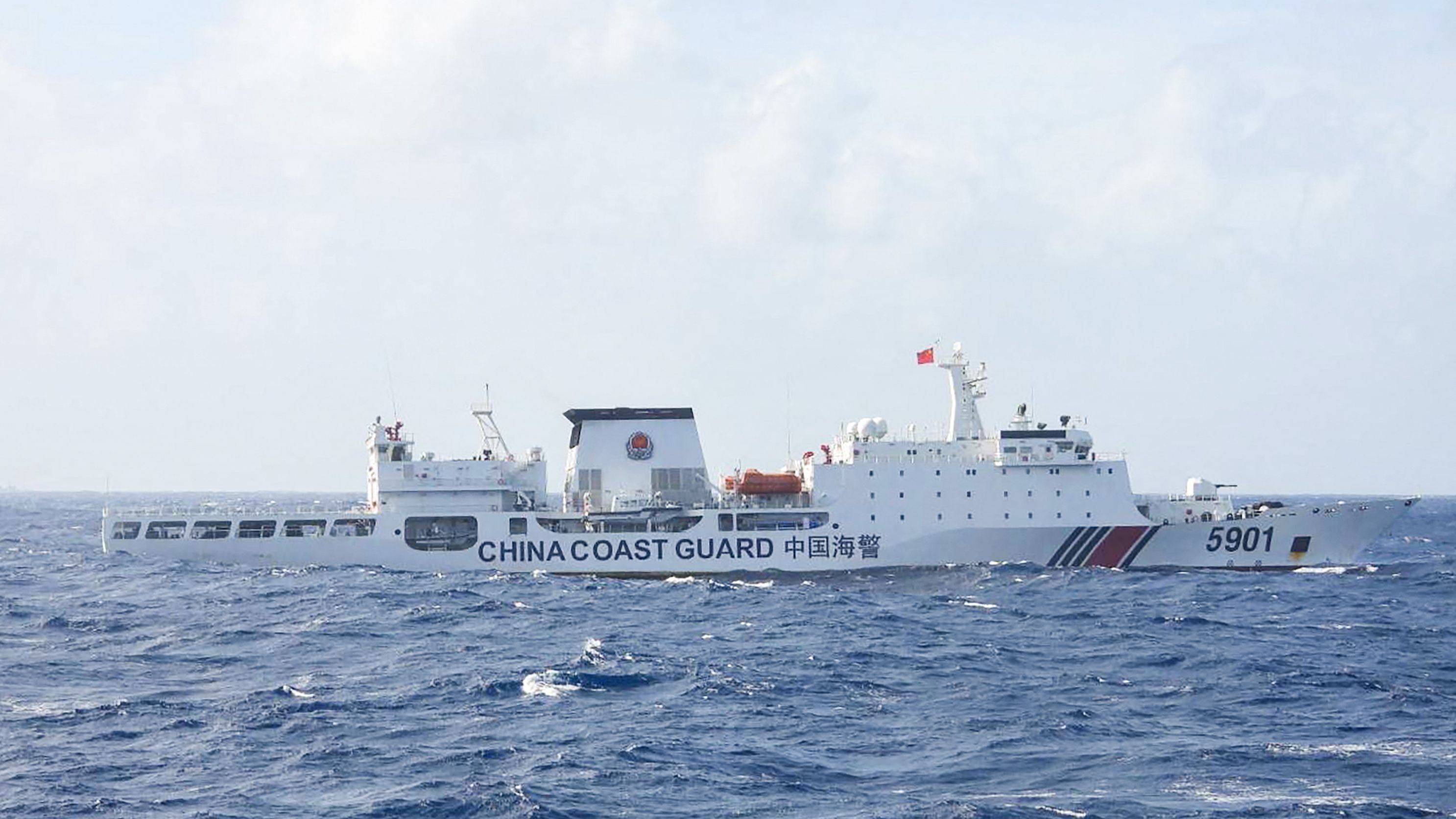 The Philippine Coast Guard says a Chinese Coast Guard ship sailing some 60 nautical miles (111 kilometres, 69 miles) west of the main Philippine island of Luzon. Photo: AFP/Philippine Coast Guard