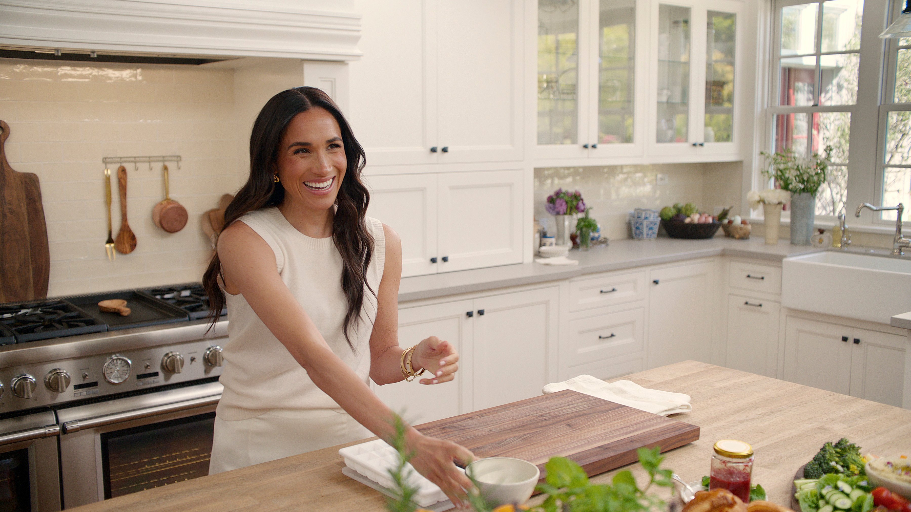 Markle in a still from With Love, Meghan. The release of the Netflix lifestyle show has been postponed as the Los Angeles wildfires rage on. Photo: Netflix