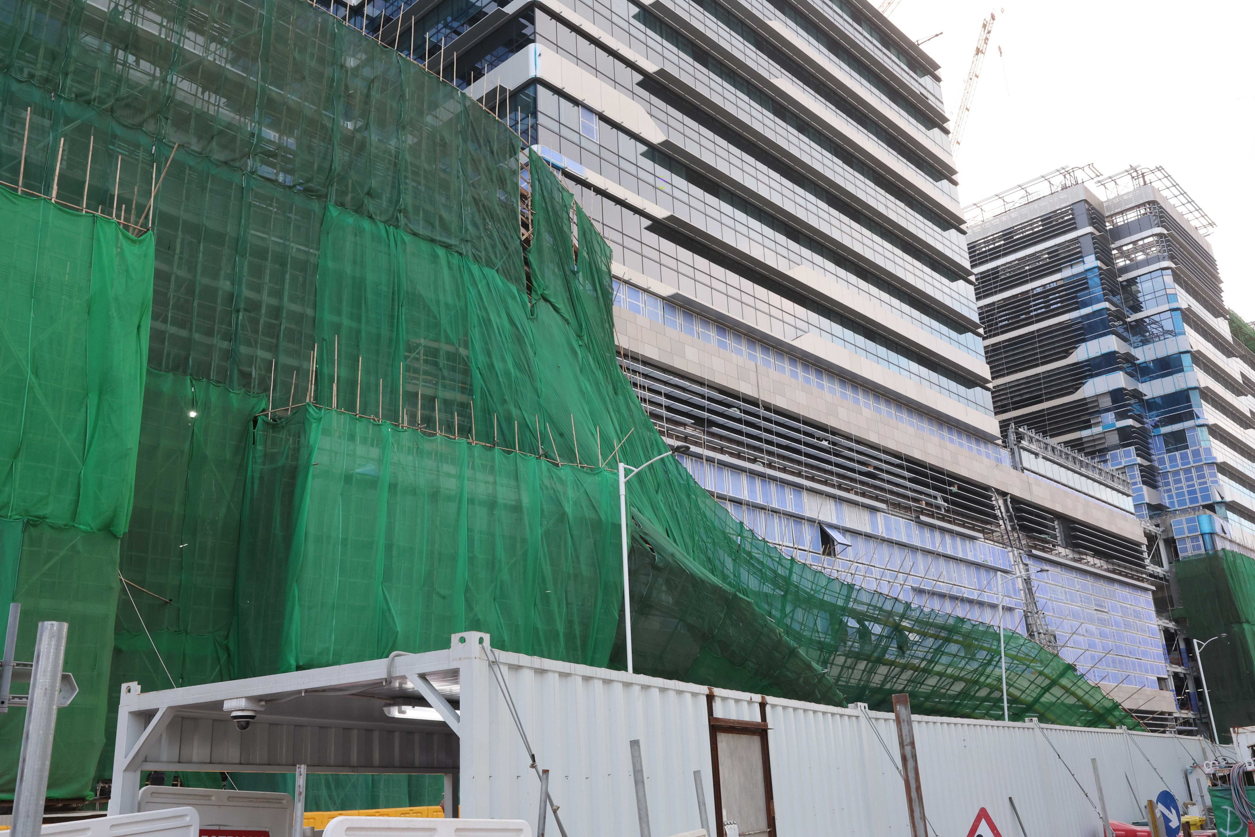 A scaffolding structure has collapsed at a Kai Tak construction site. Photo: Edmond So