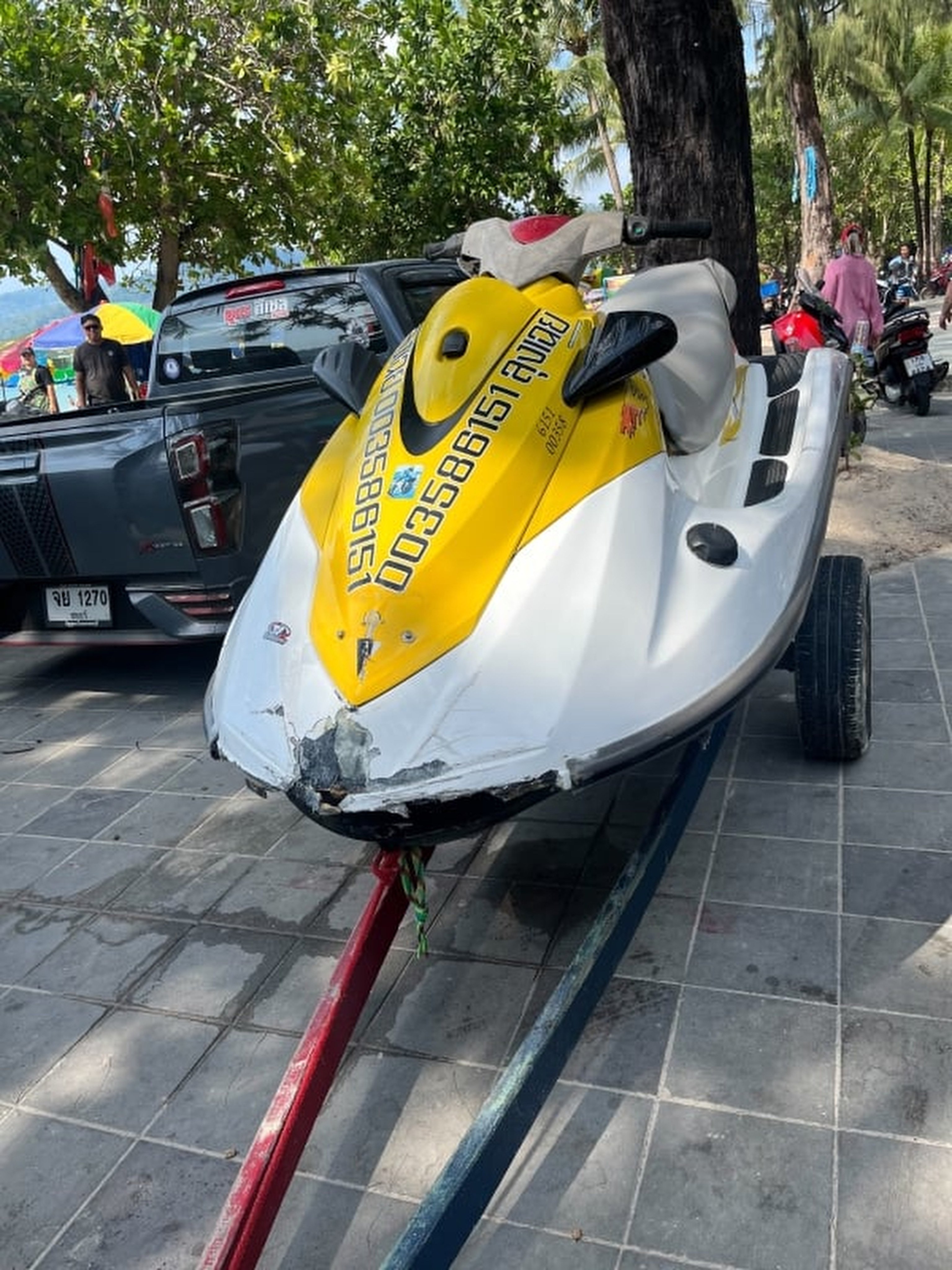 One of the jet skis involved in Tuesday’s collision. Photo: Patong Police