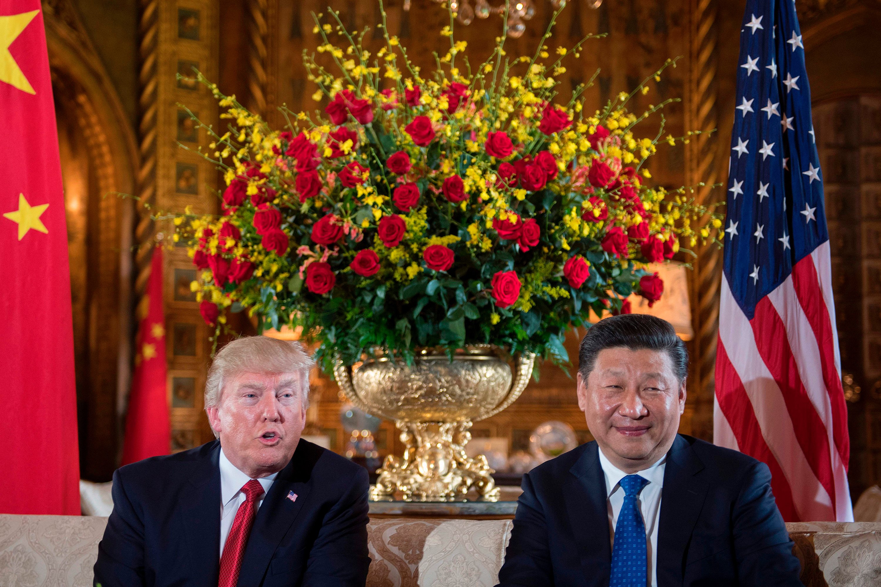 Then-US president Donald Trump sits with Chinese President Xi Jinping during a bilateral meeting at Mar-a-Lago in West Palm Beach, Florida, on April 6, 2017. Photo: AFP/Getty Images/TNS