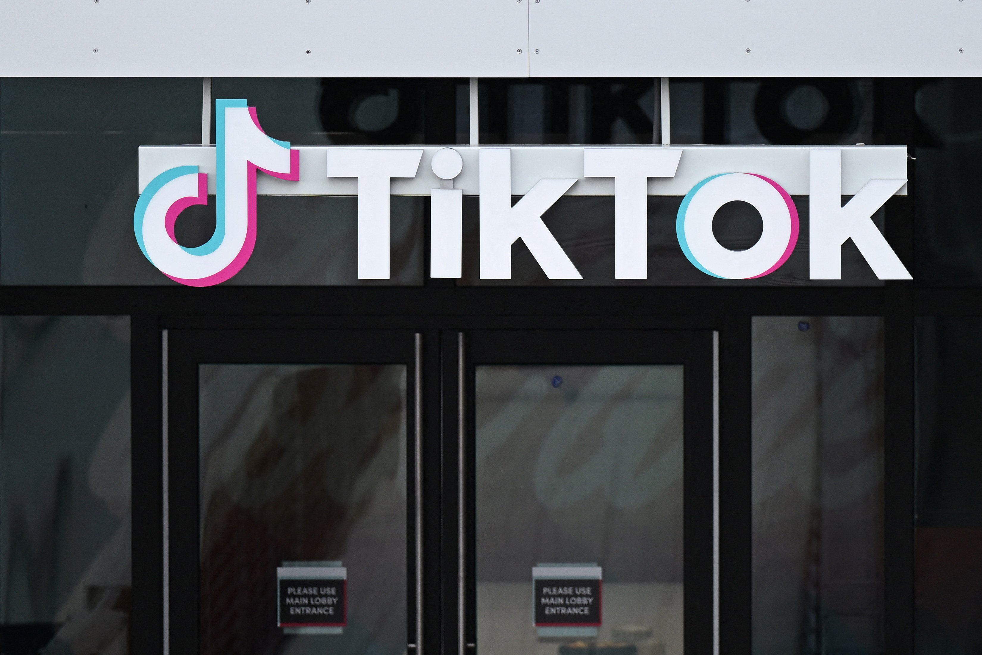 The TikTok logo is displayed outside the social media company’s offices in Culver City, California. Photo: AFP via Getty Images/TNS