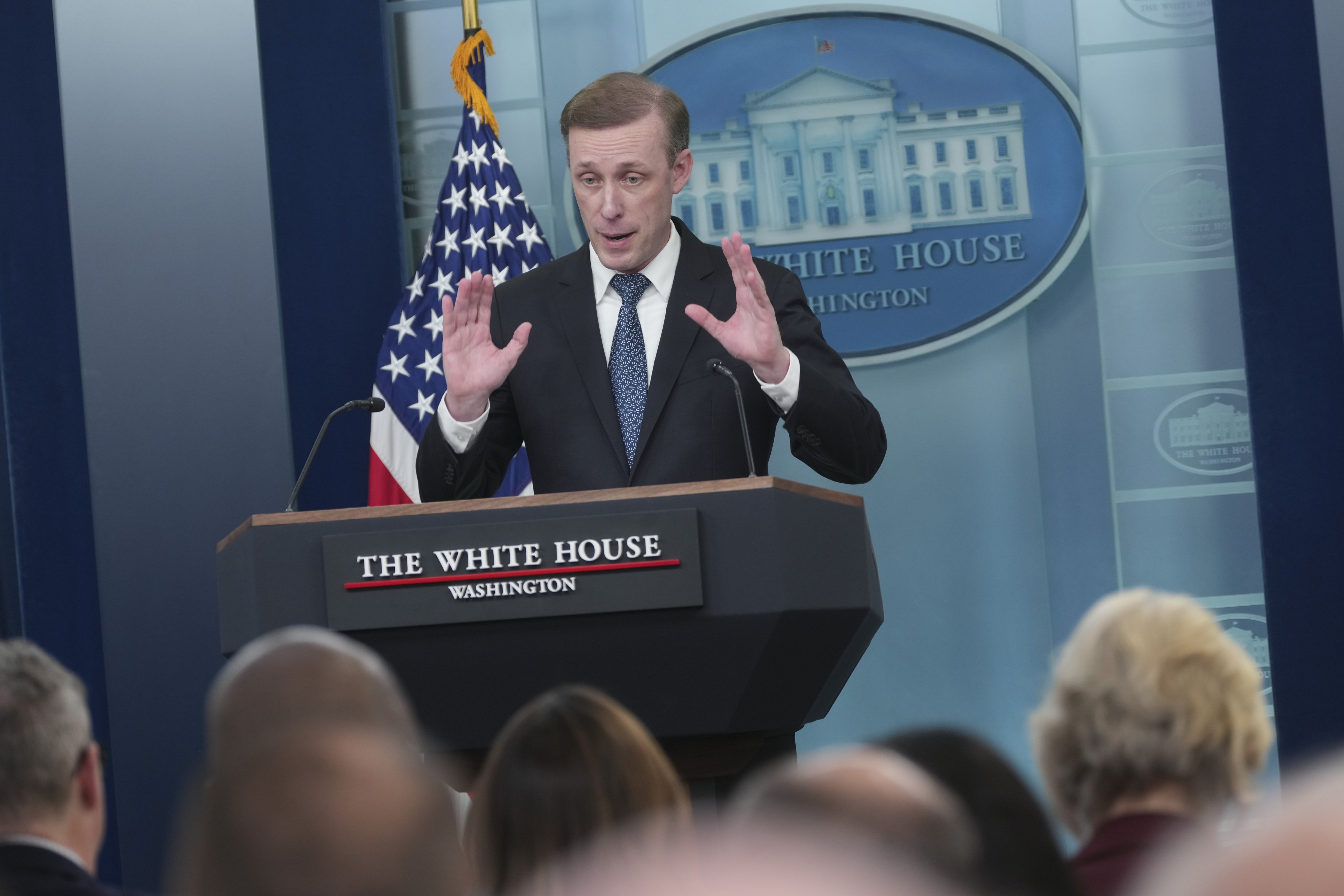 US National Security Adviser Jake Sullivan at the White House in Washington on Monday. Photo: EPA-EFE