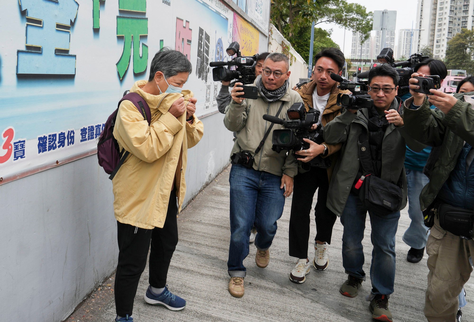 Chung Kim-wah’s wife leaves Tin Shui Wai police station. Photo: Elson Li