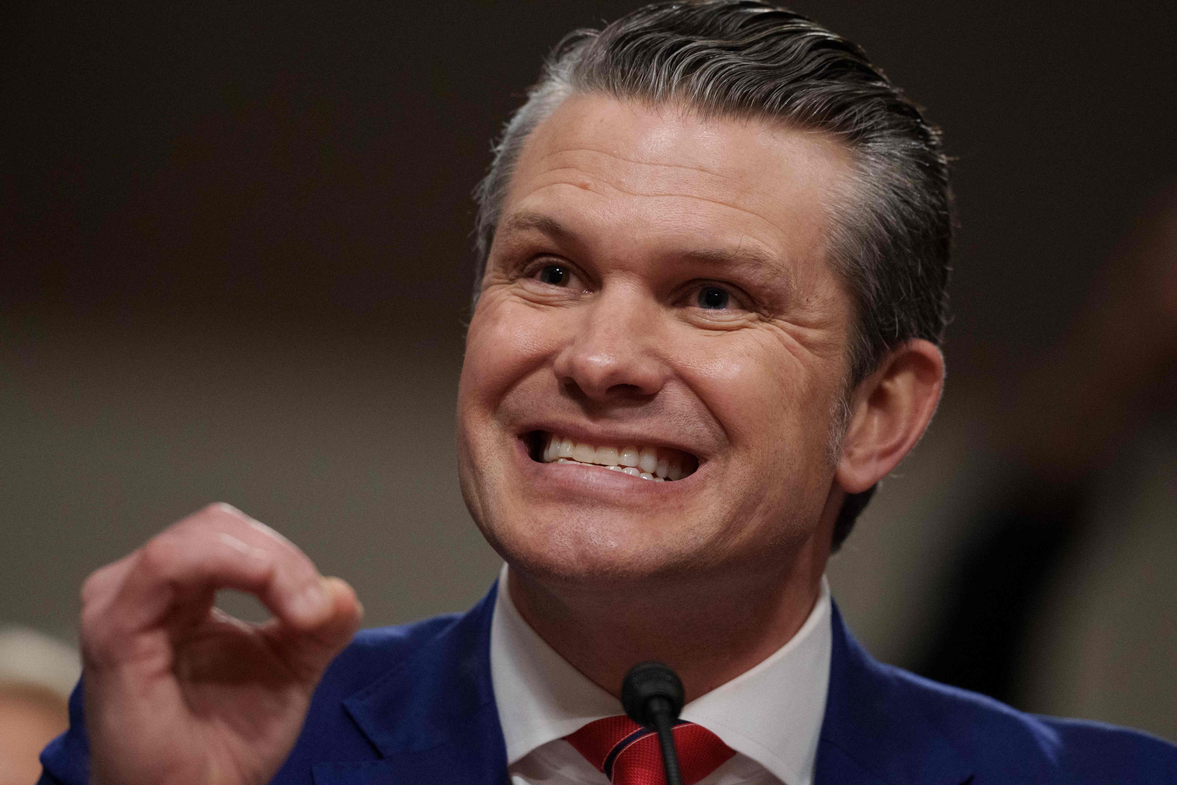 Donald Trump’s nominee for Secretary of Defence Pete Hegseth speaks during a Senate Armed Services confirmation hearing on Capitol Hill on January 14, 2025. Photo: AFP