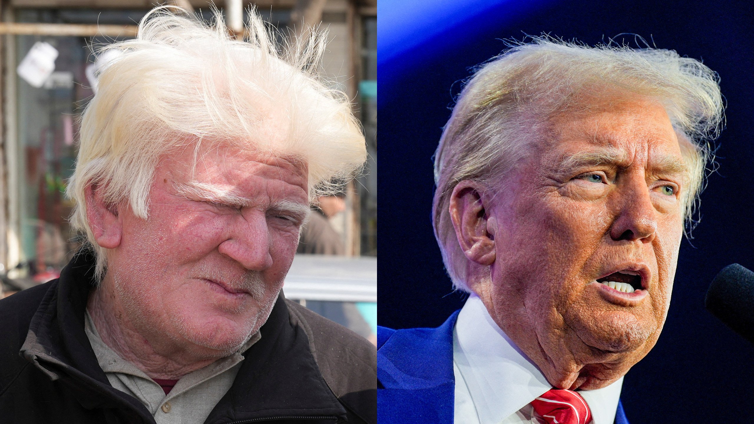 Saleem Bagga (left), a food vendor in Pakistan’s eastern Punjab province, bears an uncanny resemblance to US president-elect Donald Trump (right). Photo: Reuters