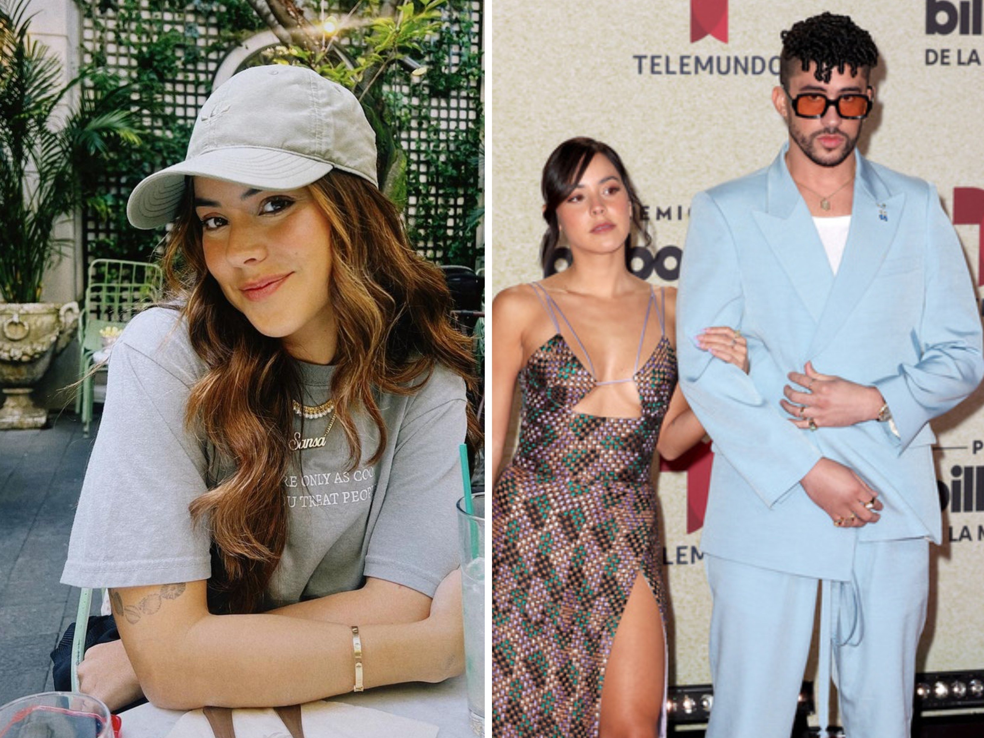 Bad Bunny and Gabriela Berlingeri appear on the red carpet at the 2021 Billboard Latin Music Awards. Photos: @gabrielaberlingeri/Instagram, Getty Images