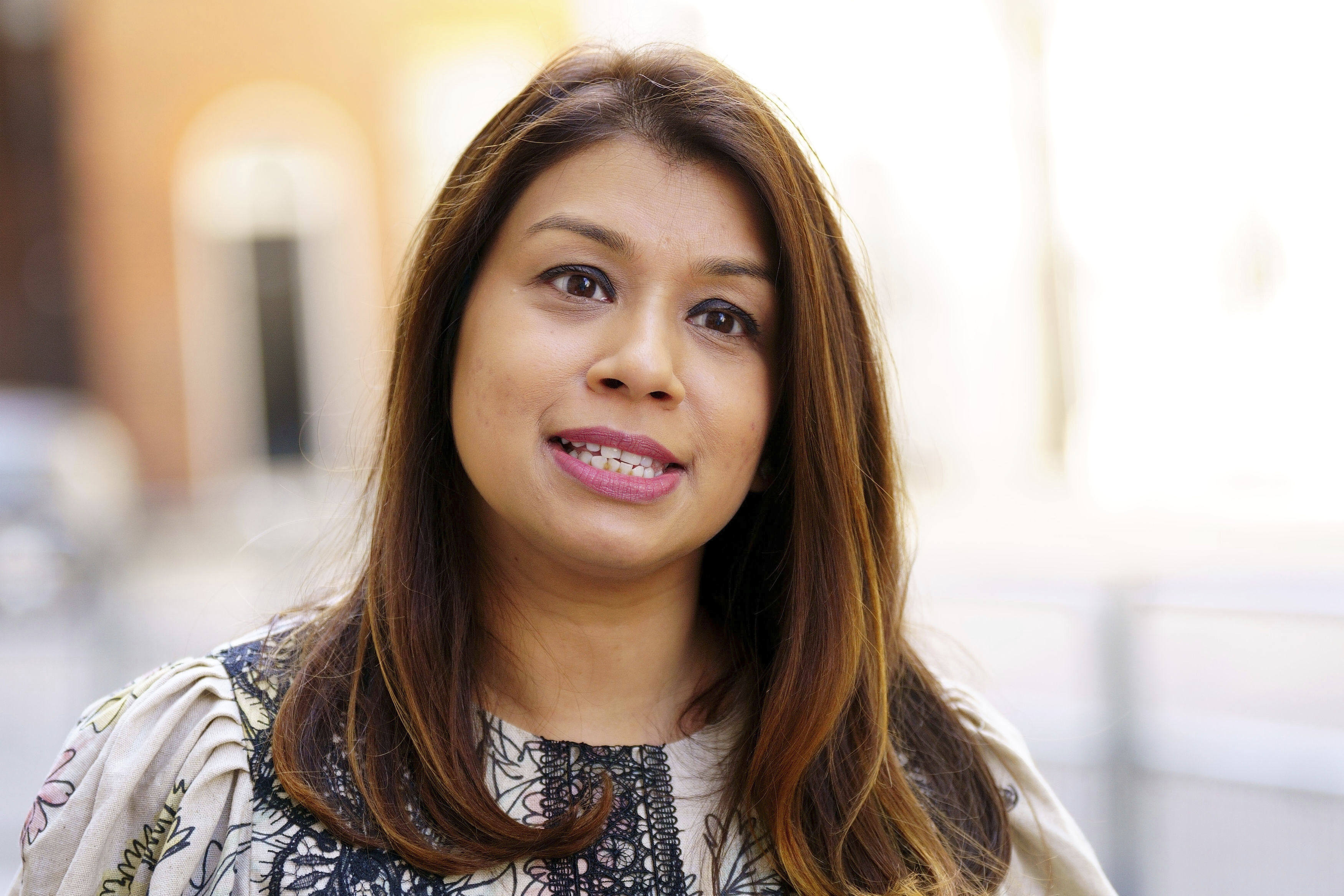 British politician Tulip Siddiq stands outside 10 Downing Street in London in May 2022. Photo: PA via AP