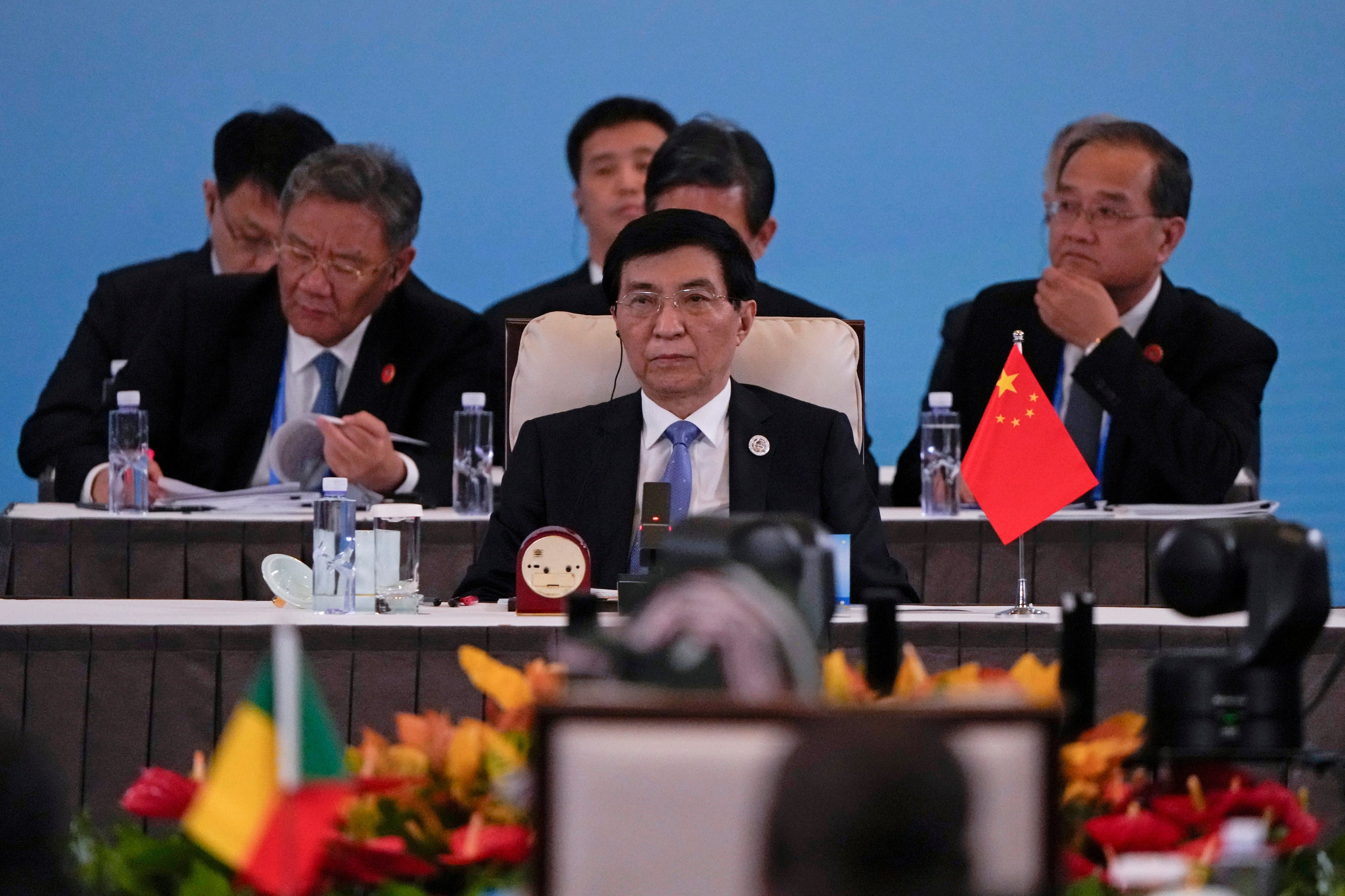 China’s No 4 political figure, Wang Huning (front), attends a high-level meeting on industrialisation and agricultural modernisation in September. Photo: Getty Images