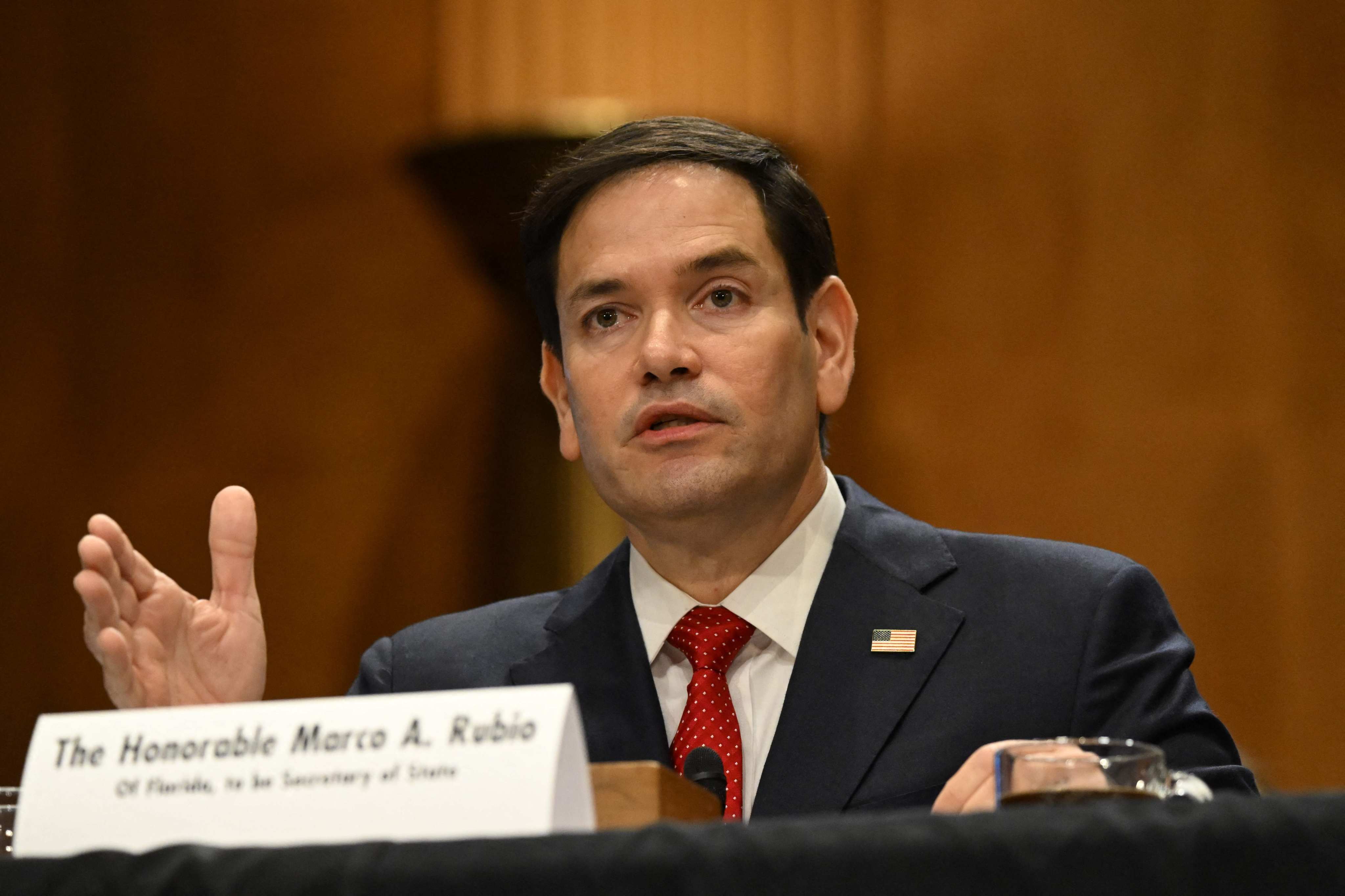 US Senator Marco Rubio testifies before a Senate Foreign Relations Committee hearing on his nomination to be secretary of state, in Washington on Wednesday. Photo: AFP