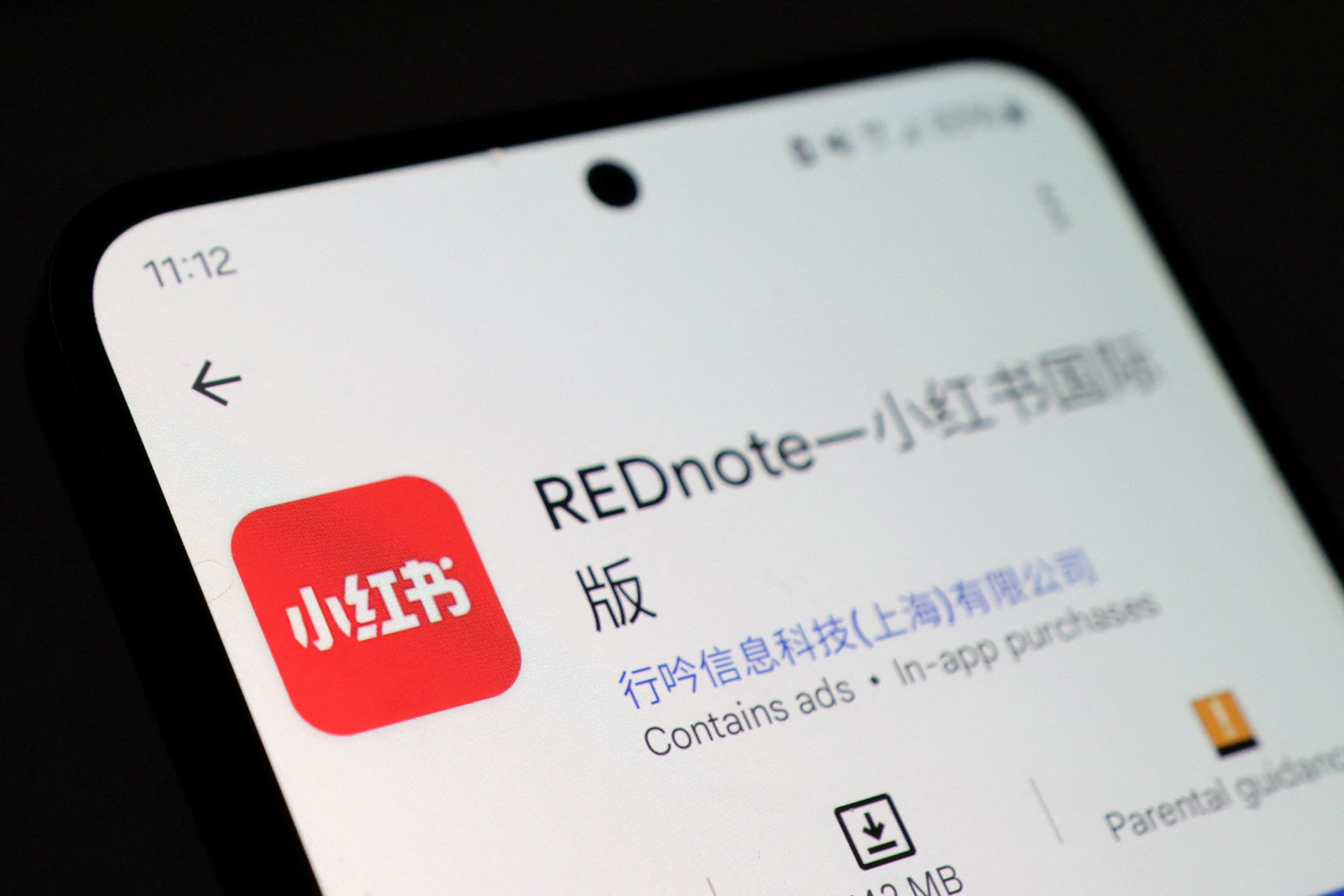 A download screen for the social media app Rednote, also known as Xiaohongshu, which has had an influx of US users fleeing TikTok in recent days. Photo: Reuters