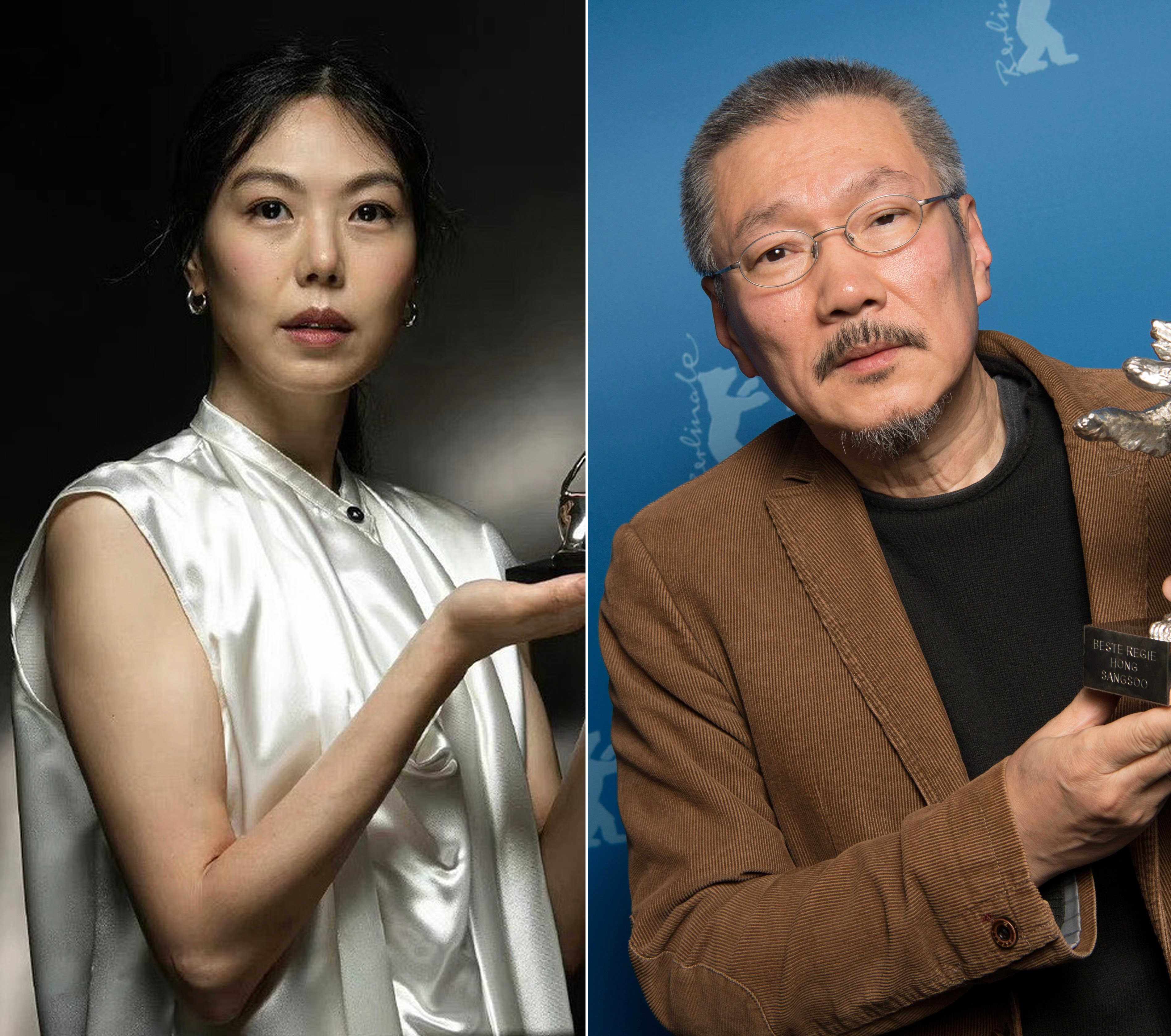 Korean actress Kim Min-hee and film director Hong Sang-soo, who it has been revealed are having a child together, who will be the first for both of them. Photo: Instagram/hong.sangsoo, Reuters/Pool