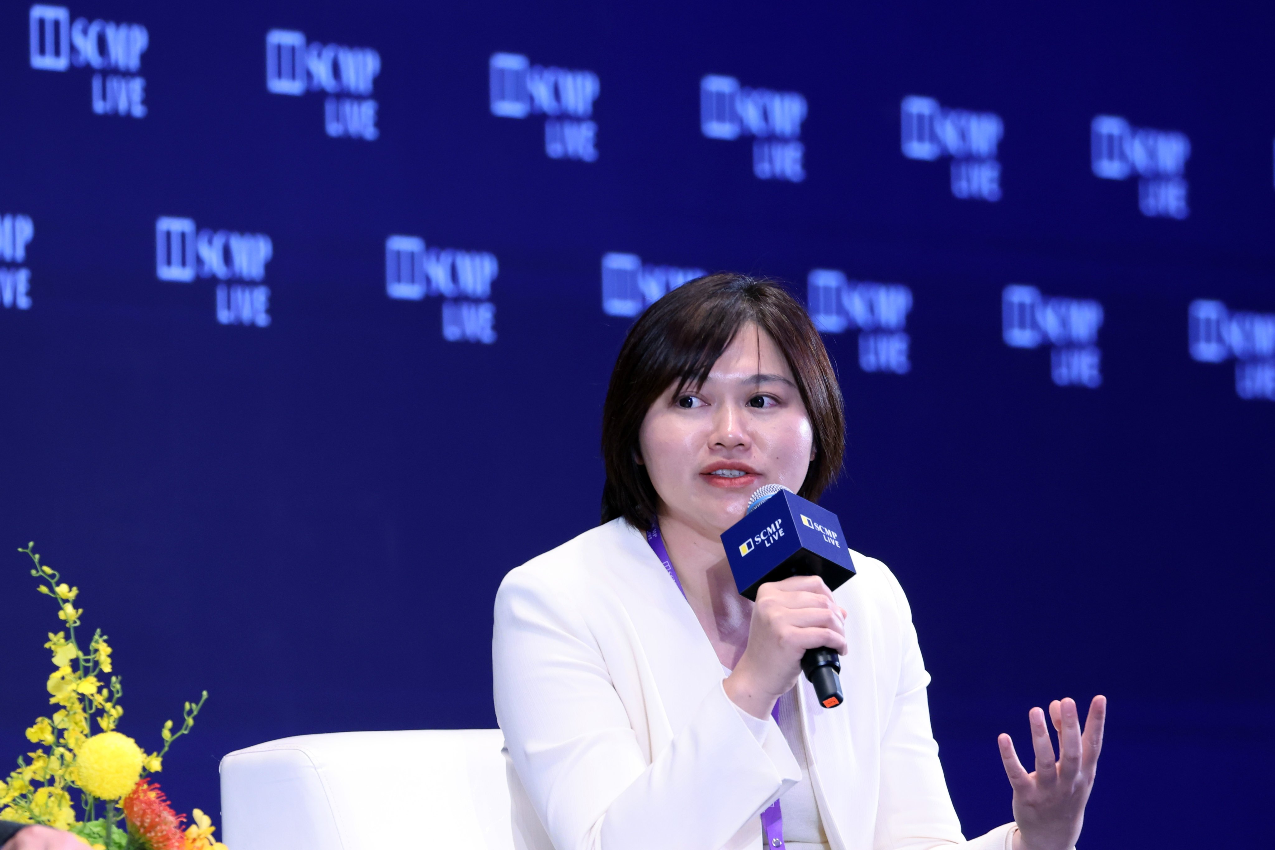 Sylvia Wu, a partner in PwC’s tax and business advisory service, speaks during an SCMP China Conference panel session on attracting global capital to the Greater Bay Area. Photo: Nora Tam