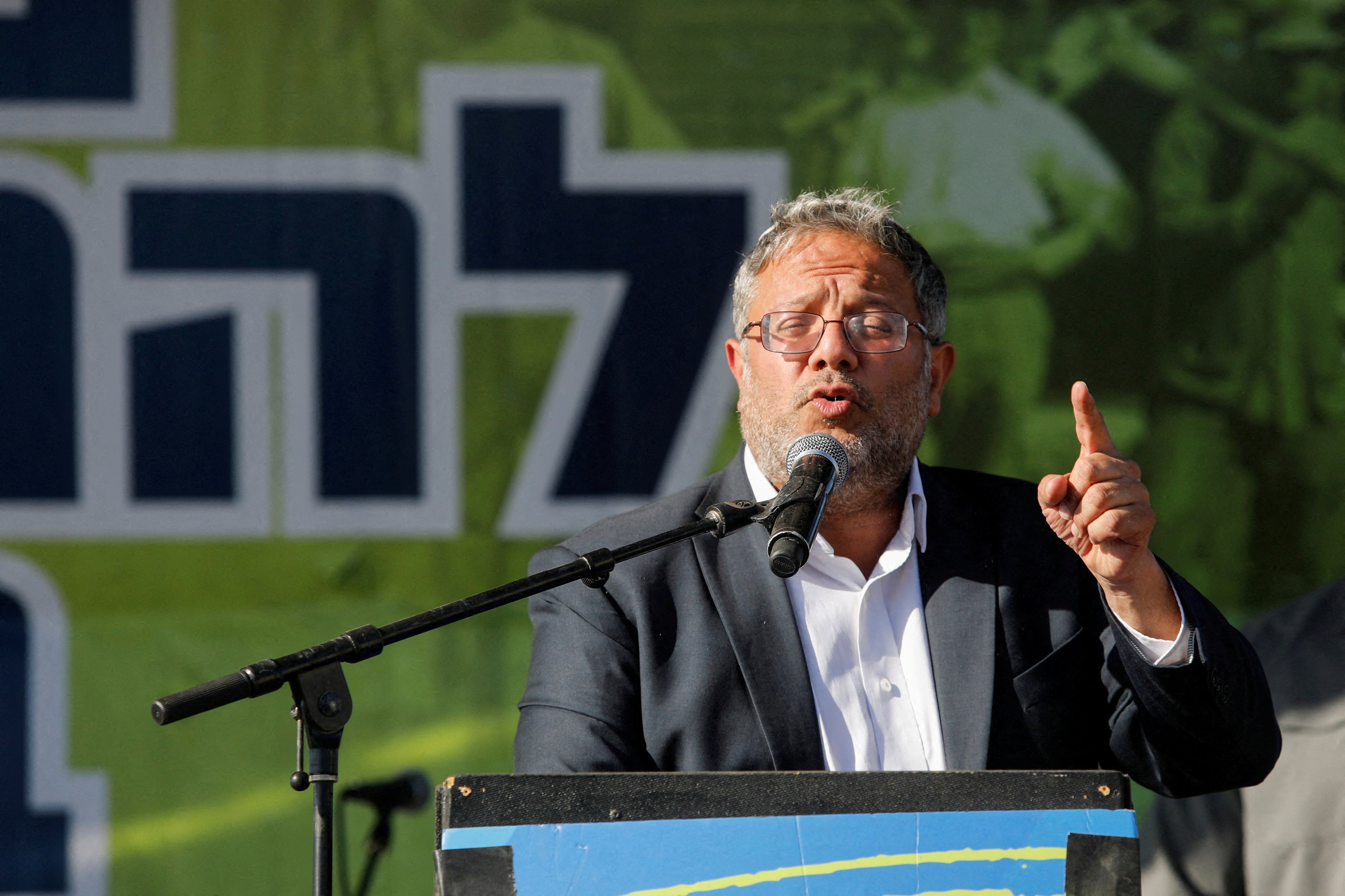 Israeli National Security Minister Itamar Ben-Gvir speaks in southern Israel in October. Photo: Reuters