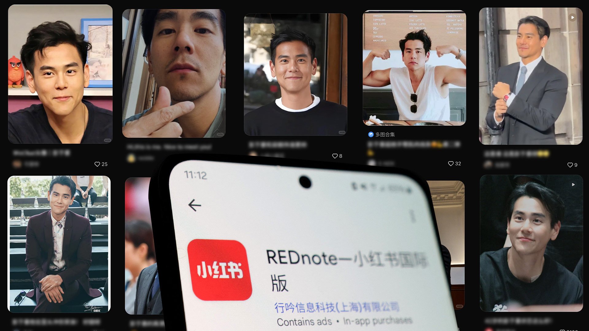 Amid a mass migration by overseas internet users to the Chinese social media app RedNote, many mainland people are using a photograph of a famous Taiwan actor in the biographies. Photo: SCMP composite/Reuters/Xiaohongshu