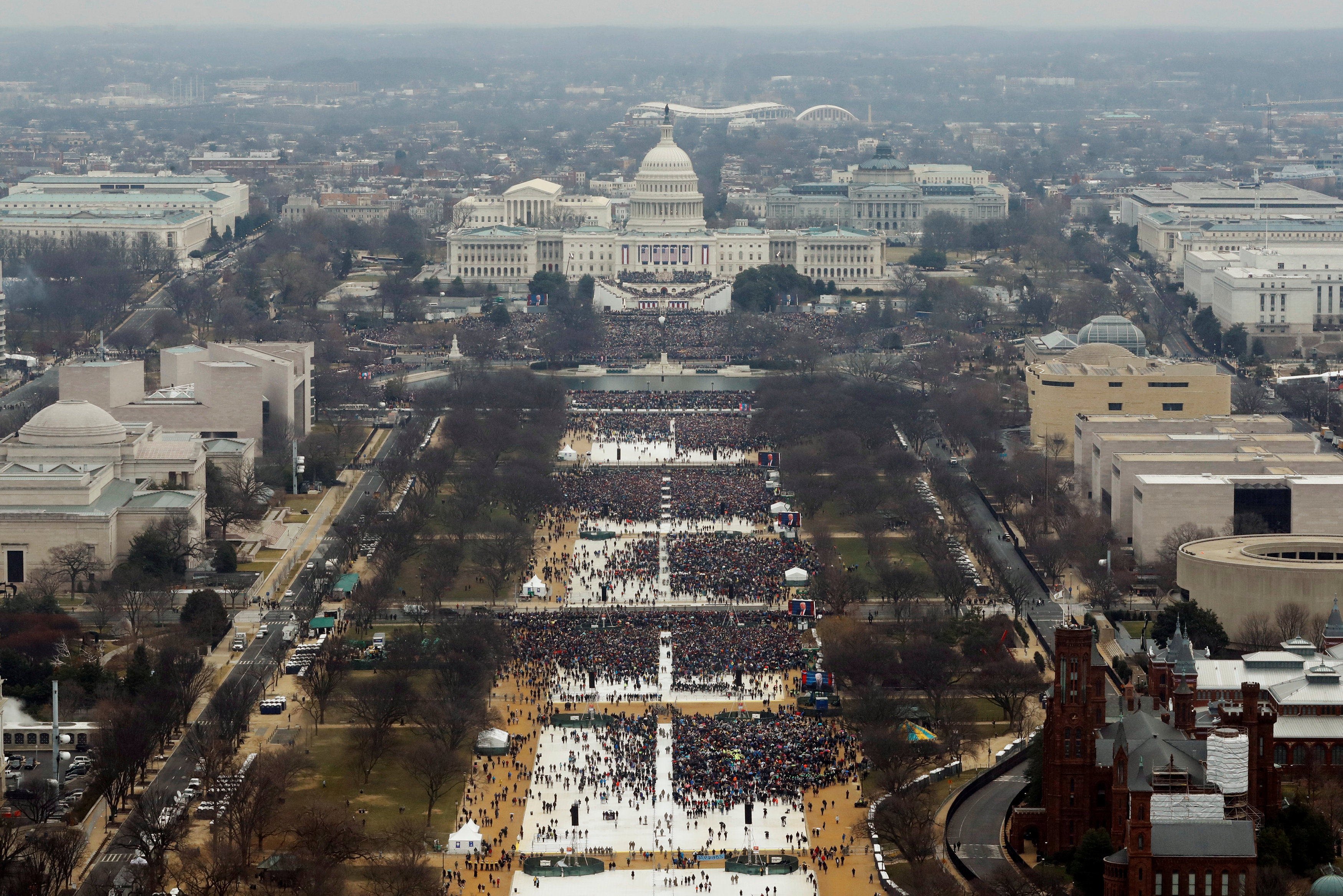 Attendees at the inauguration ceremonies in Washington for  Donald Trump’s first swearing in as US president on January 20, 2017. Photo: Reuters 