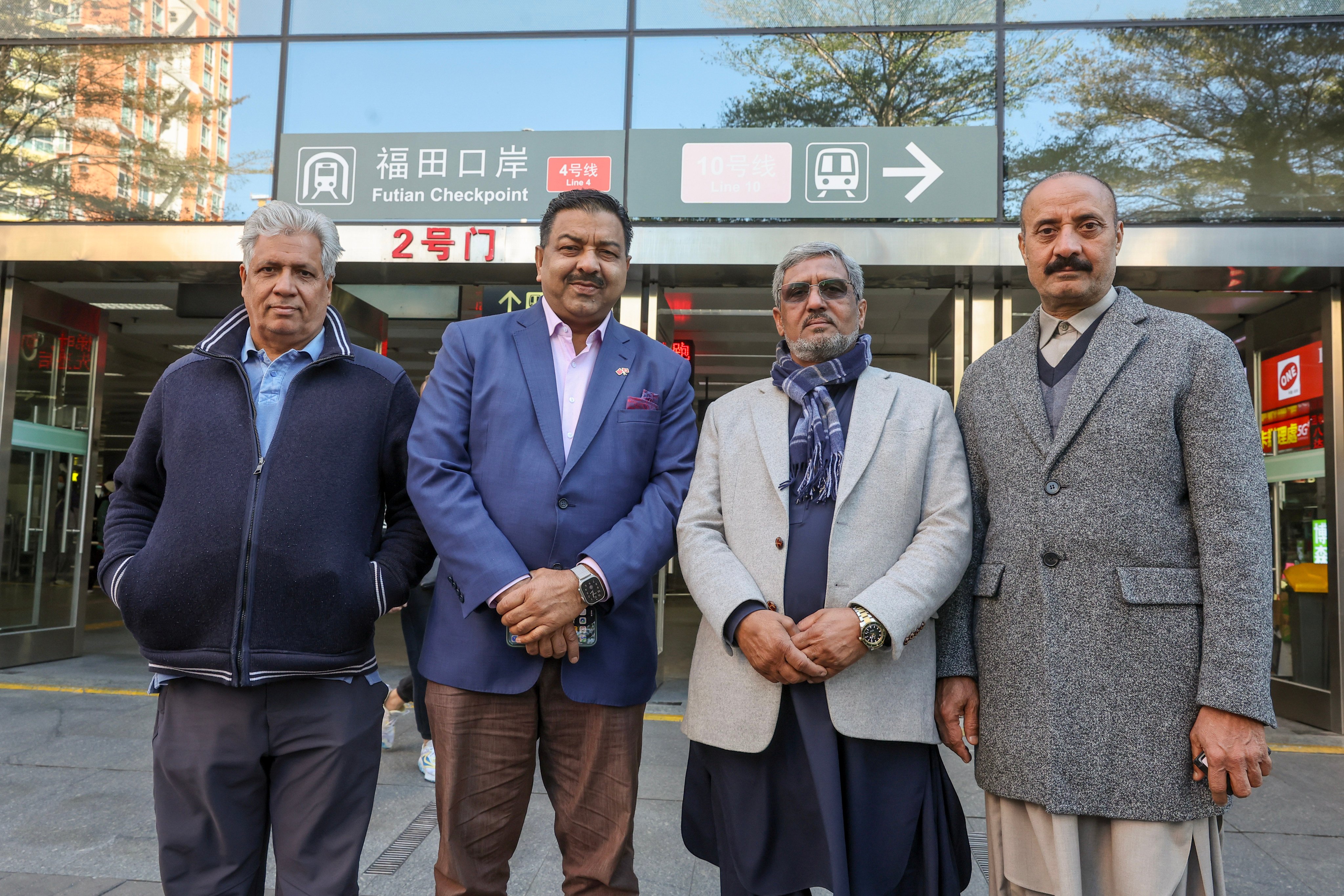 Riaz Ahmed Gujjar (right) in Shenzhen with three friends. Photo: Edmond So