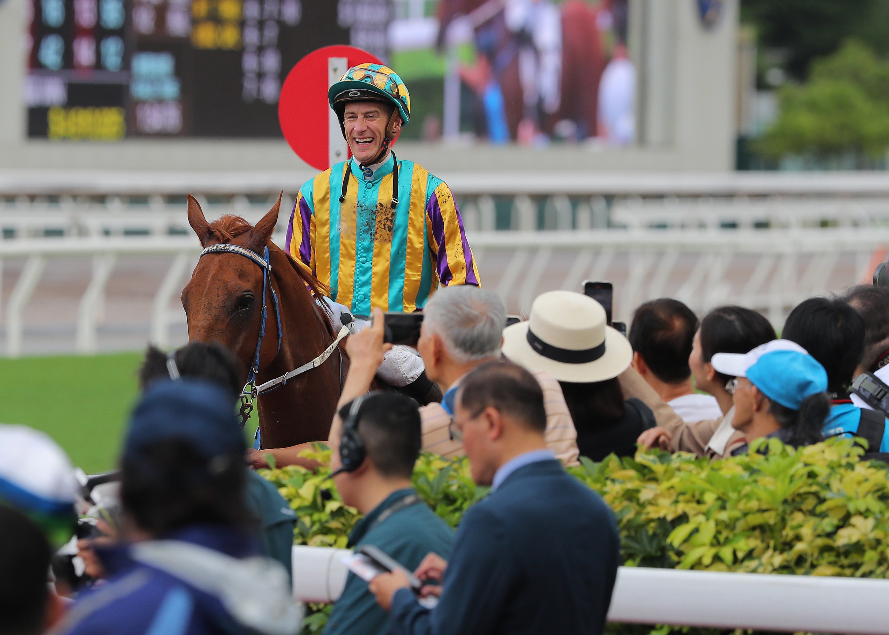 A jubilant Blake Shinn enjoys his win aboard Karma at Sha Tin in April. Photo: Kenneth Chan