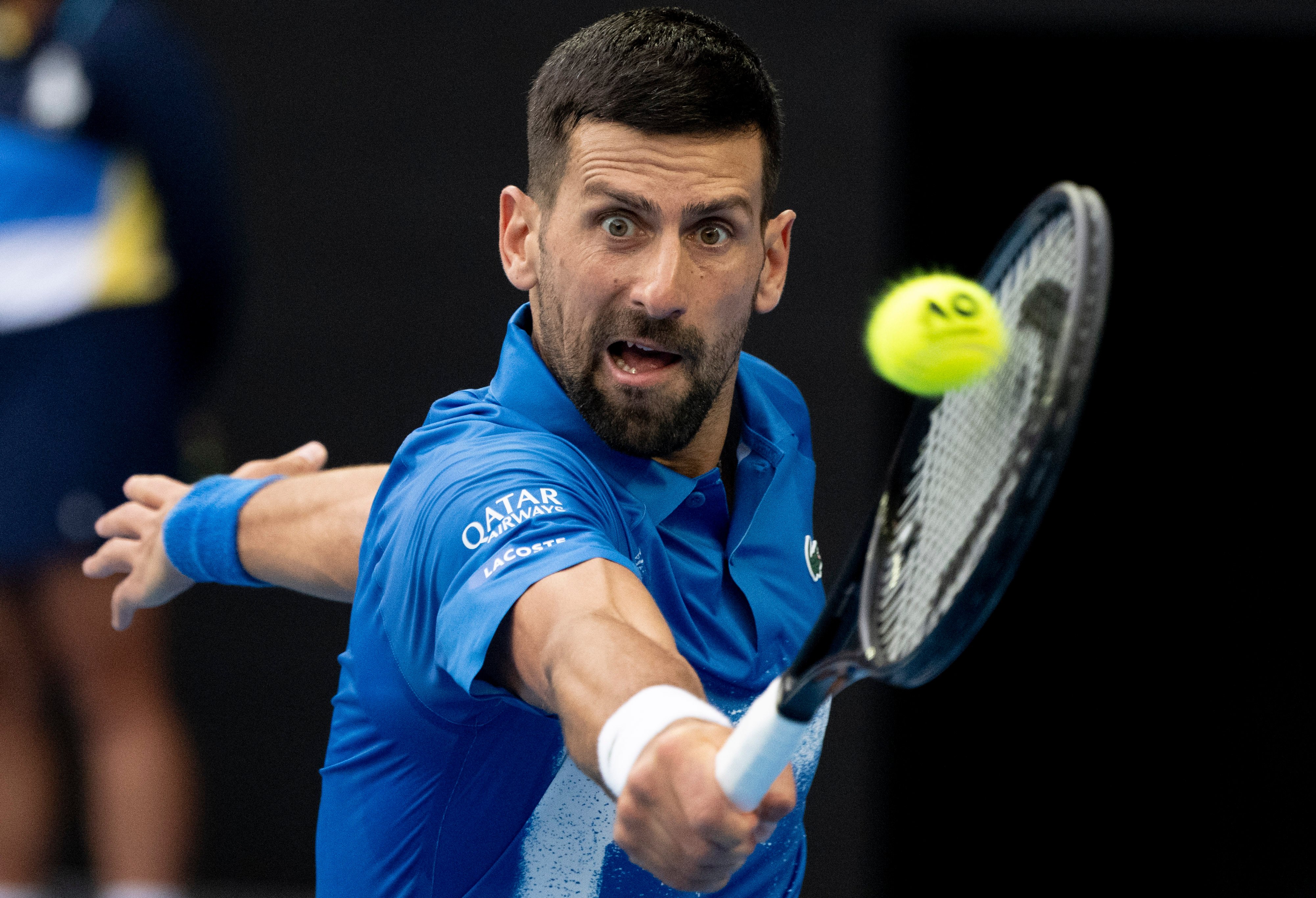 Novak Djokovic hits a return during his men’s singles fourth round match against Jiri Lehecka. Photo: Xinhua