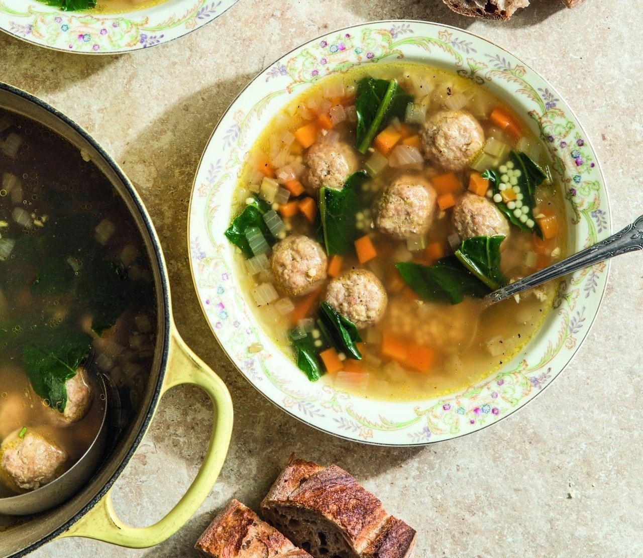 This image released by Knopf shows a recipe for Japanese Italian wedding soup, from the cookbook “Wafu Cooking: Everyday Recipes with Japanese Style” by Sonoko Sakai. (Rick Poon/Knopf via AP)