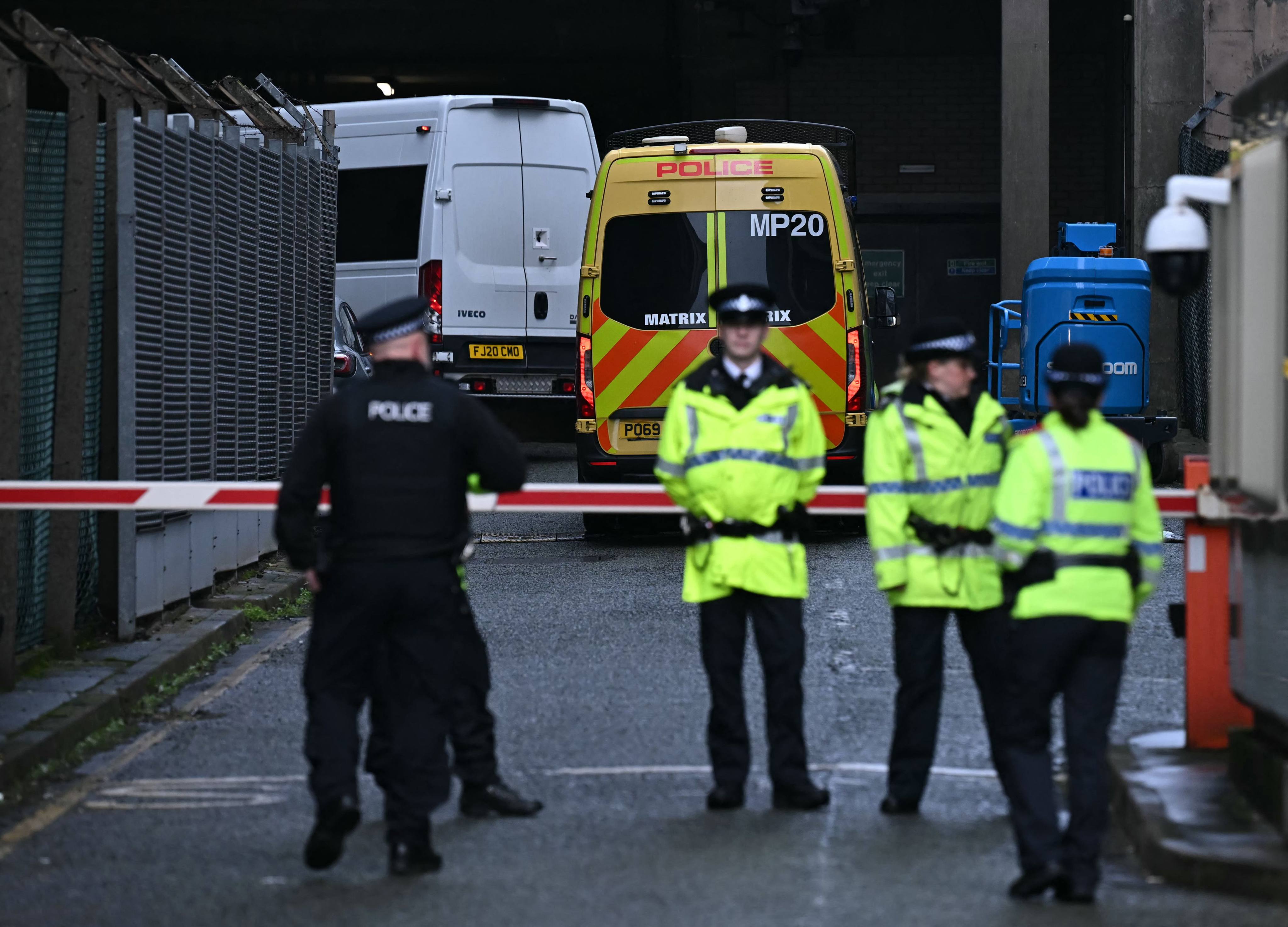 A prison van arrives at The Queen Elizabeth II Law Courts in Liverpool, ahead of the trial of Southport attacker Axel Rudakubana. Photo: AFP