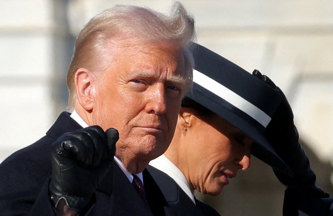 US President Donald Trump stands with US first lady Melania Trump as they leave the US Capitol building on the inauguration day of Donald Trump’s second presidential term in Washington, United States. Photo: Reuters